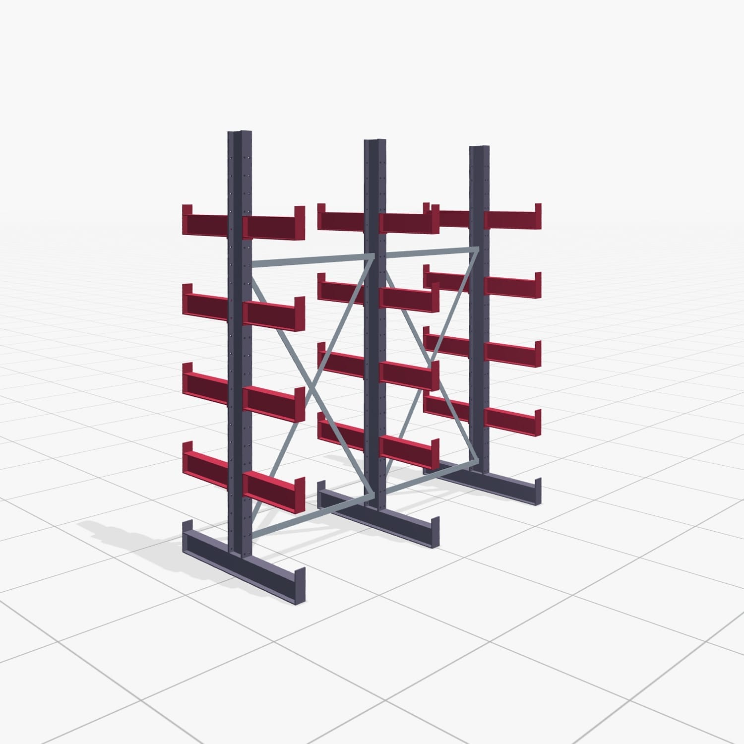 Kragarmregale Handbedient KHX 3000, H: 2.500 mm, B: 2066 mm, Armlänge: 400 mm (1.120 kg), Zweiseitige Nutzung