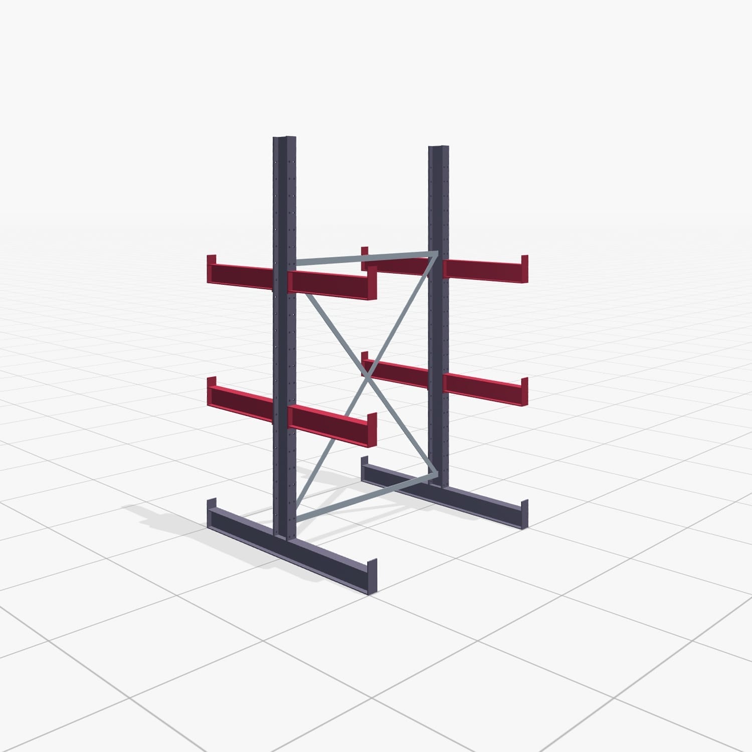 Kragarmregale Handbedient KHX 3000, H: 2.500 mm, B: 1350 mm, Armlänge: 600 mm (750 kg), Zweiseitige Nutzung