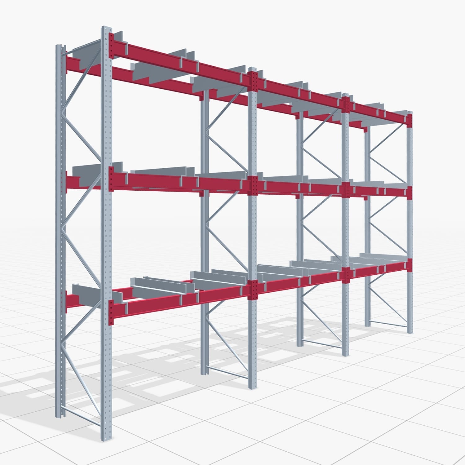 Palettenregale PRX 1000, Gitterbox, H: 3.600 mm, B: 5.800 mm, Palettengewicht: 750 kg, Palettenplätze: 24