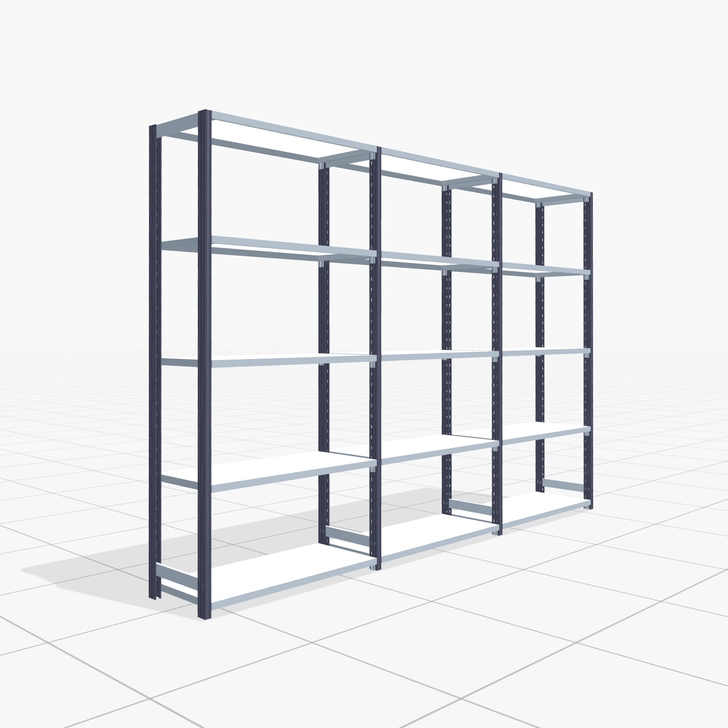 Fachbodenregal FBX 4000, H: 2.000 mm, B: 3.023 mm mm, T: 400 mm, Ebenen: 5