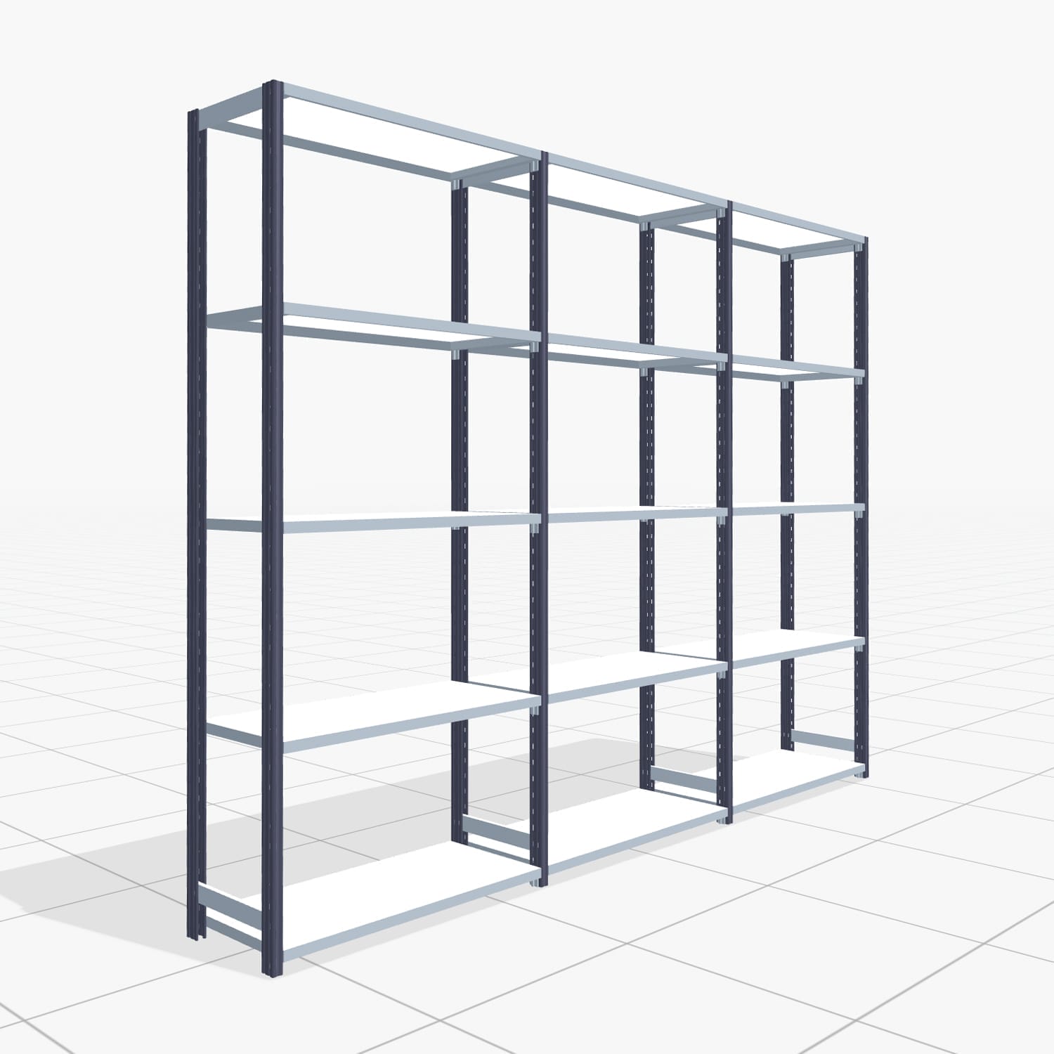 Fachbodenregal FBX 4000, H: 2.250 mm, B: 3.023 mm mm, T: 400 mm, Ebenen: 5