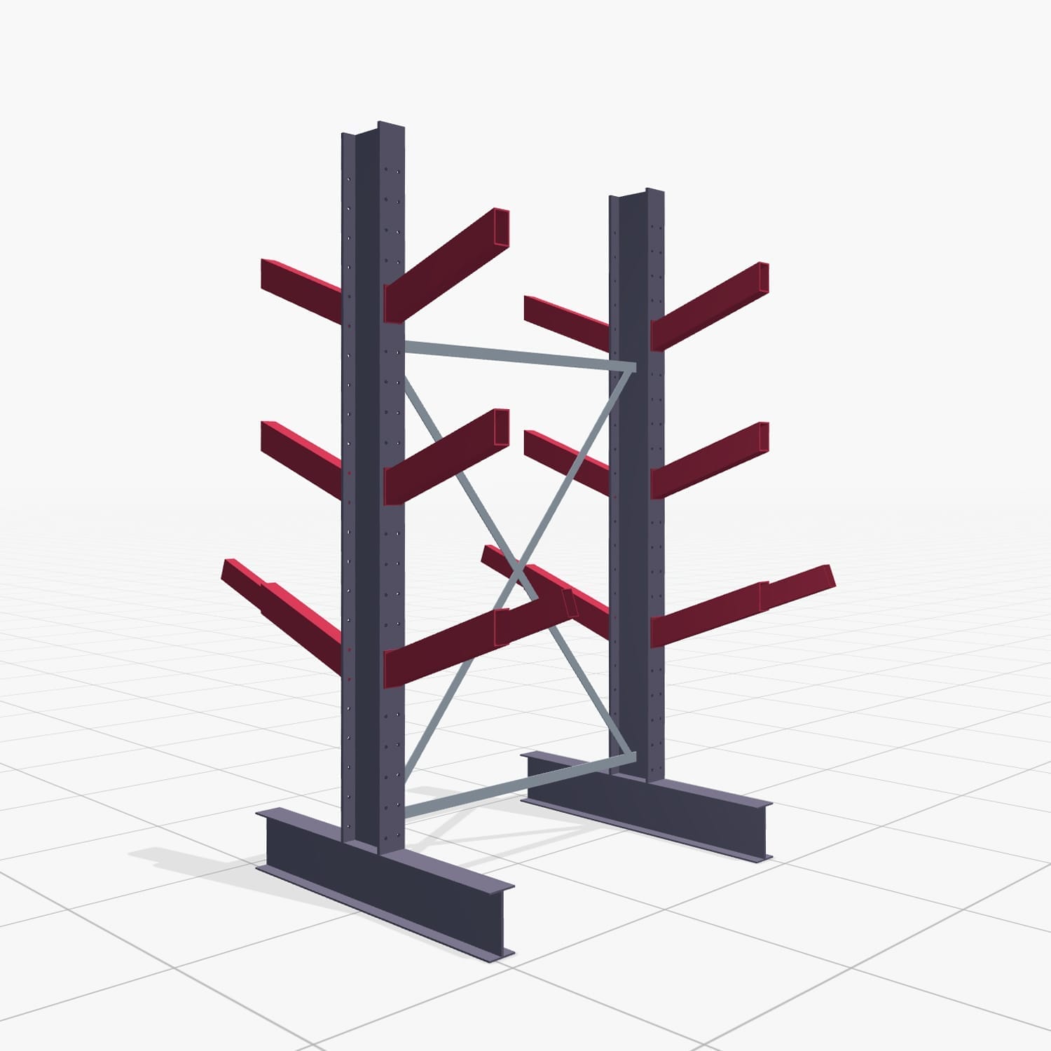 Schrägarmregale KHX 3020, H: 2.500 mm (IPE 200), B: 1386 mm, Feldanzahl: 1