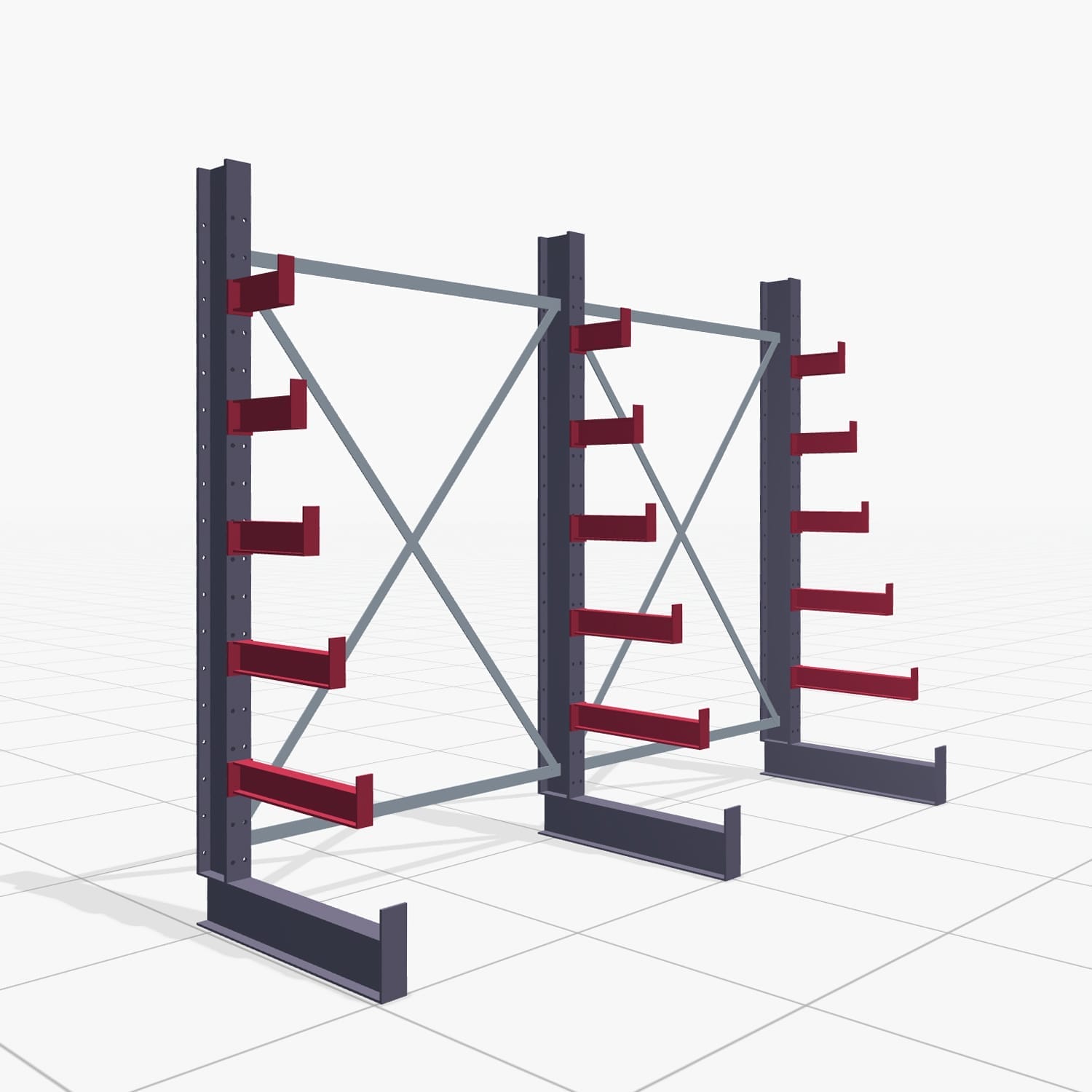 Tannenbaumregale KHX 3030, H: 2.000 mm (IPE 120), B: 2636 mm, Feldanzahl: 2, Einseitige Nutzung