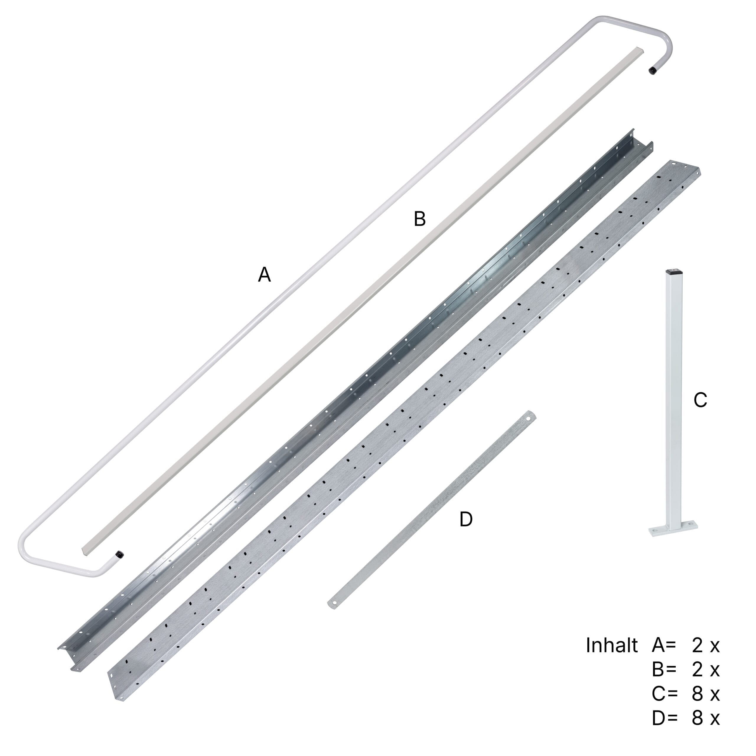 LBX 8000 Treppe, Komplette Baugruppe, inkl. Zubehör, RAL 7035 Lichtgrau & verzinkt