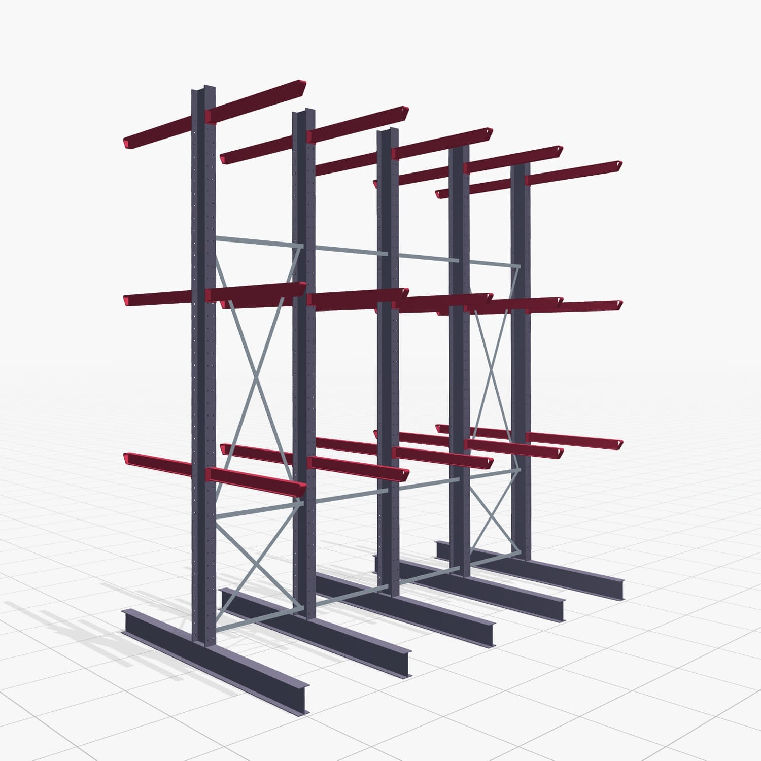 Kragarmregal Staplerbedient KSX 2000, H: 4.500 mm, B: 4100 mm, Armlänge: 1.200 mm, Zweiseitige Nutzung