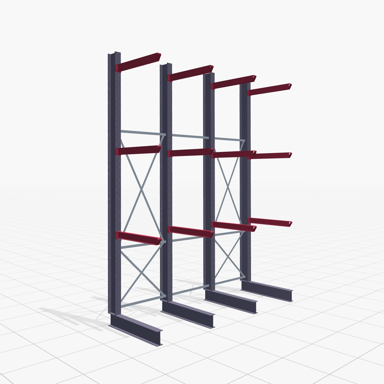 Kragarmregal Staplerbedient KSX 2000, H: 4.000 mm, B: 3100 mm, Armlänge: 1.000 mm, Einseitige Nutzung