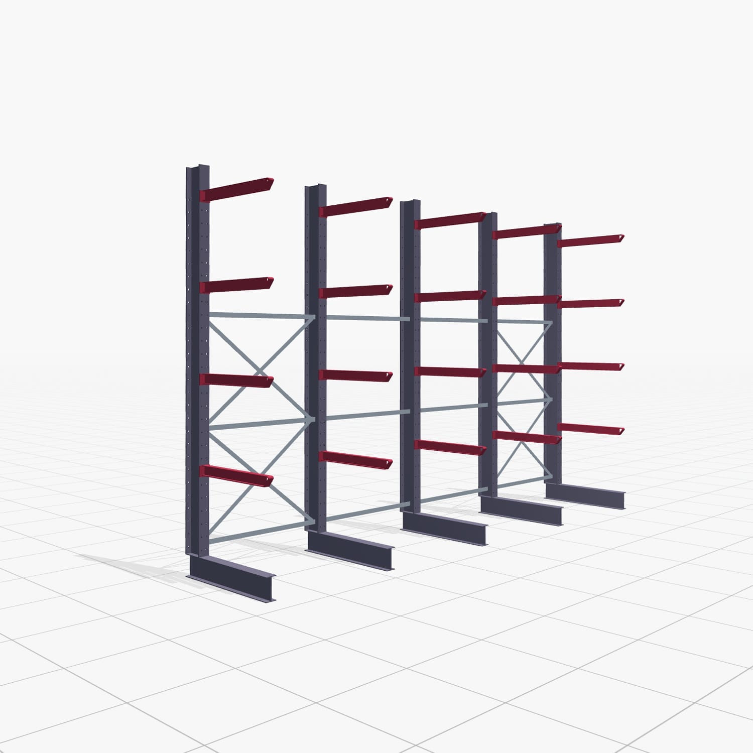 Kragarmregal Staplerbedient KSX 2000, H: 3.000 mm, B: 4891 mm, Armlänge: 800 mm, Einseitige Nutzung