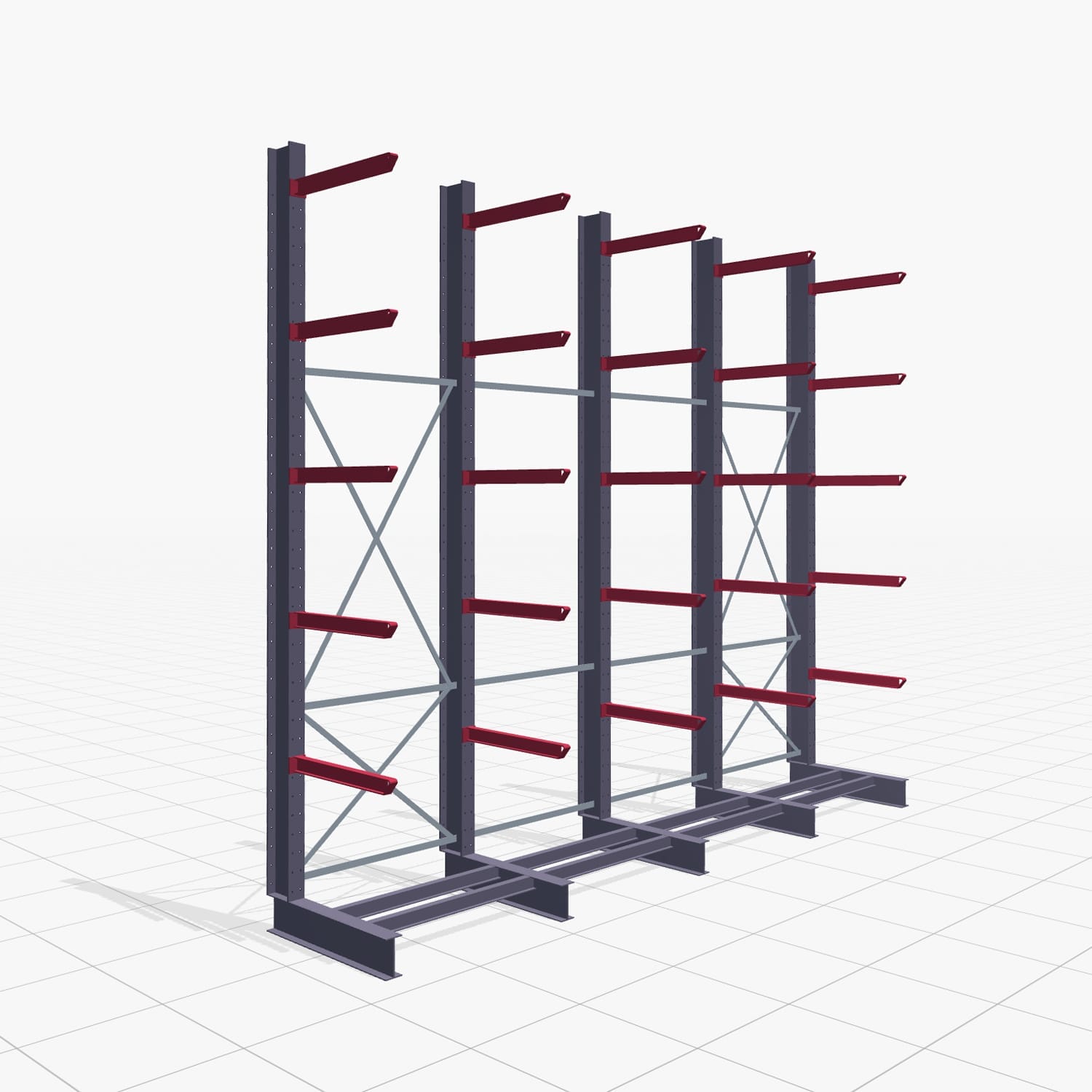 Kragarmregal Staplerbedient KSX 2000, H: 4.000 mm, B: 4900 mm, Armlänge: 800 mm, Einseitige Nutzung