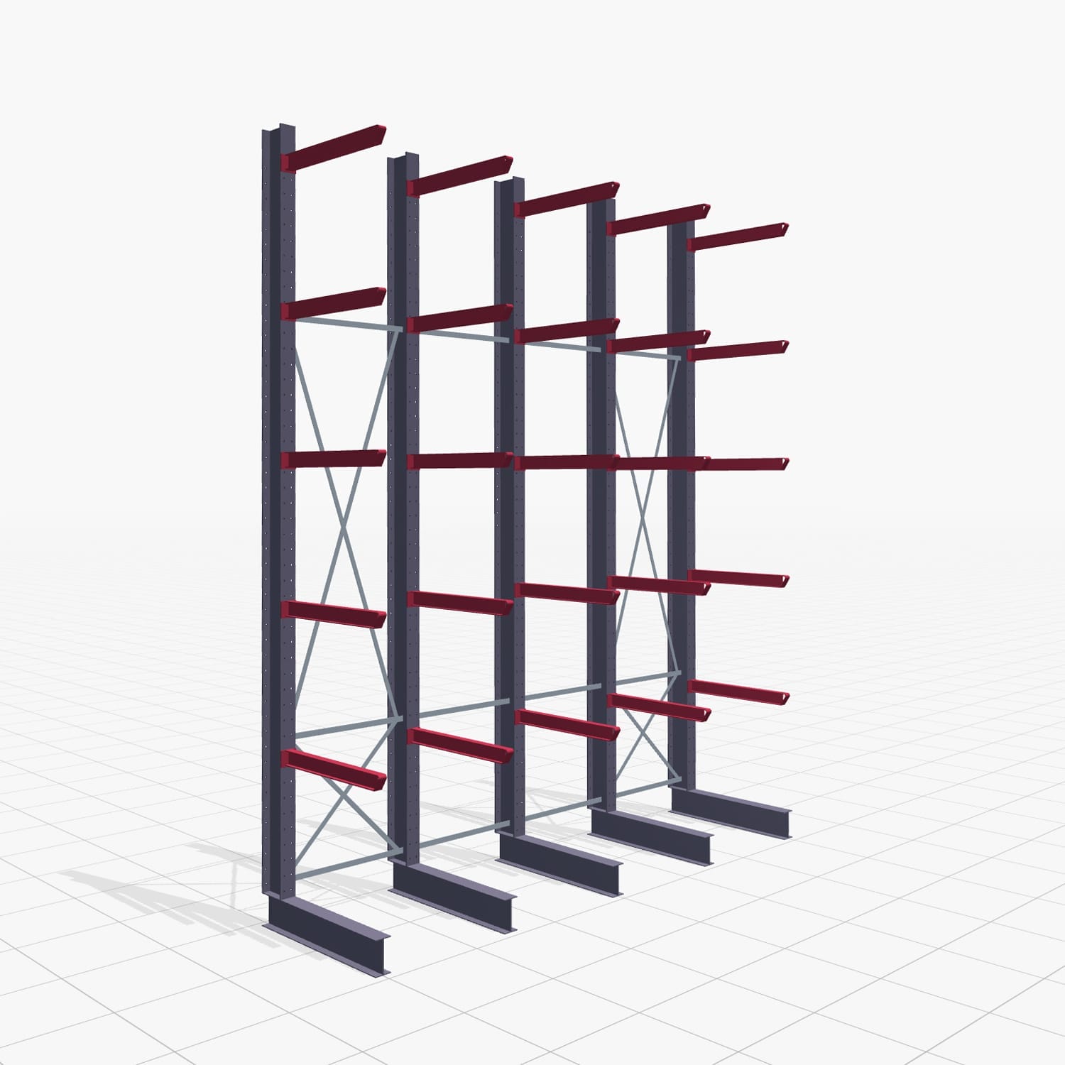 Kragarmregal Staplerbedient KSX 2000, H: 5.000 mm, B: 4110 mm, Armlänge: 1.000 mm, Einseitige Nutzung