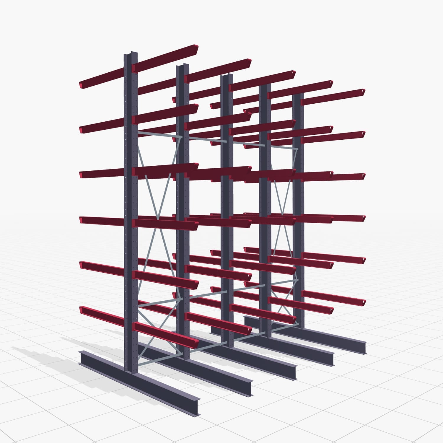 Kragarmregal Staplerbedient KSX 2000, H: 5.000 mm, B: 4110 mm, Armlänge: 1.500 mm, Zweiseitige Nutzung