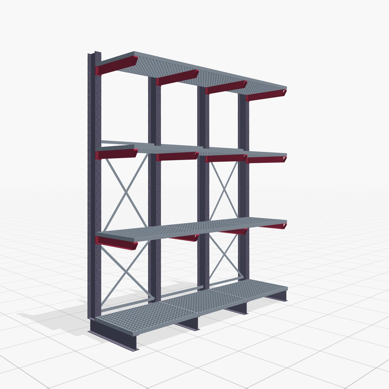 Kragarmregal Staplerbedient KSX 2000, H: 3.500 mm, B: 3100 mm, Armlänge: 800 mm, Einseitige Nutzung