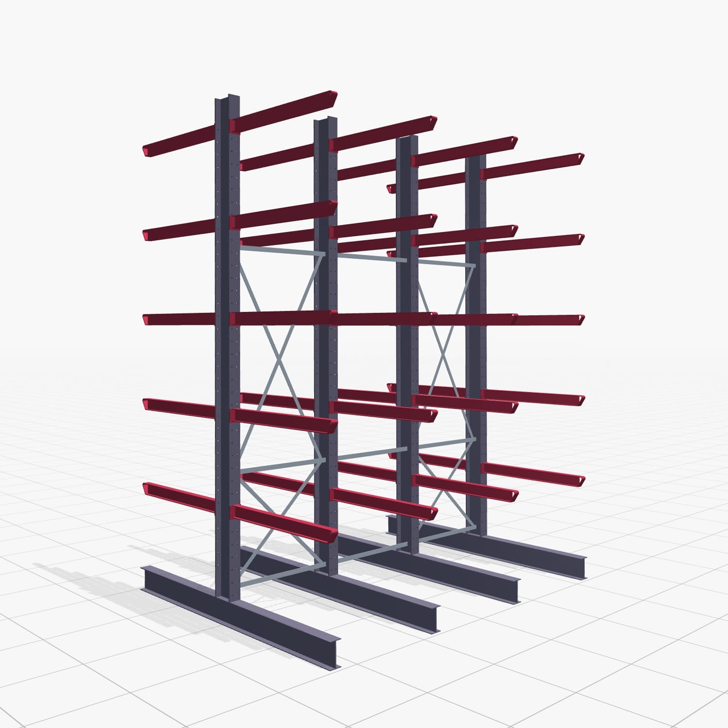 Kragarmregal Staplerbedient KSX 2000, H: 4.000 mm, B: 3100 mm, Armlänge: 1.200 mm, Zweiseitige Nutzung