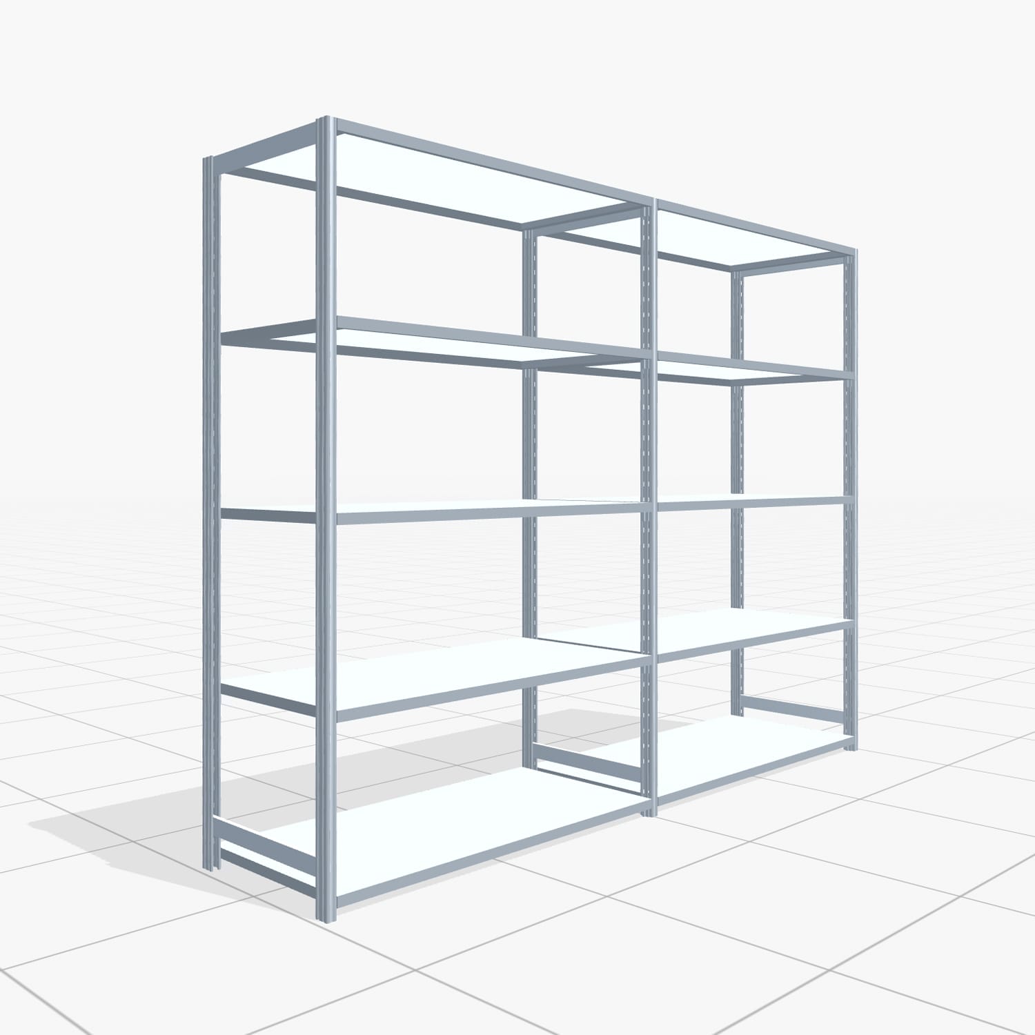 Fachbodenregal FBX 4000, H: 2.000 mm, B: 2.626 mm mm, T: 600 mm, Ebenen: 5