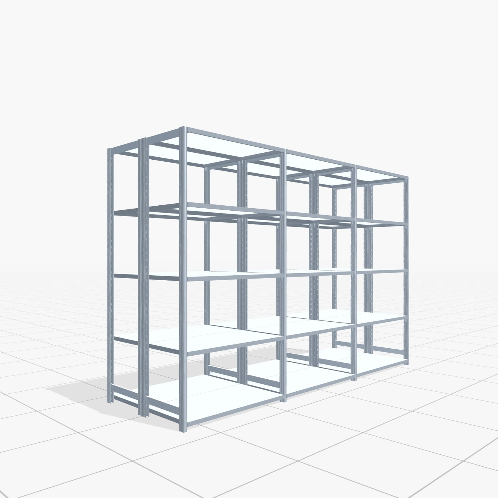 Fachbodenregal FBX 4000, H: 2.000 mm, B: 3.023 mm mm, T: 500 mm, Ebenen: 5