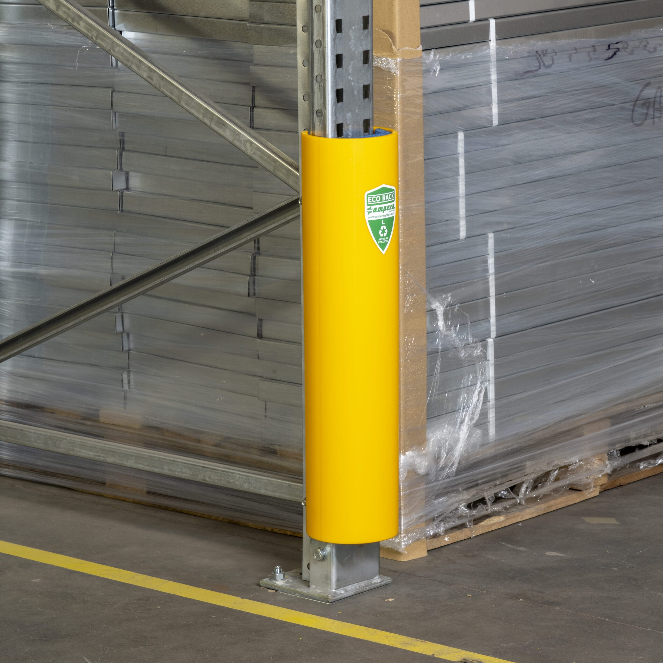 Regalstützenschutz Eco, H:600mm, L 101-110, HDPE, gelb