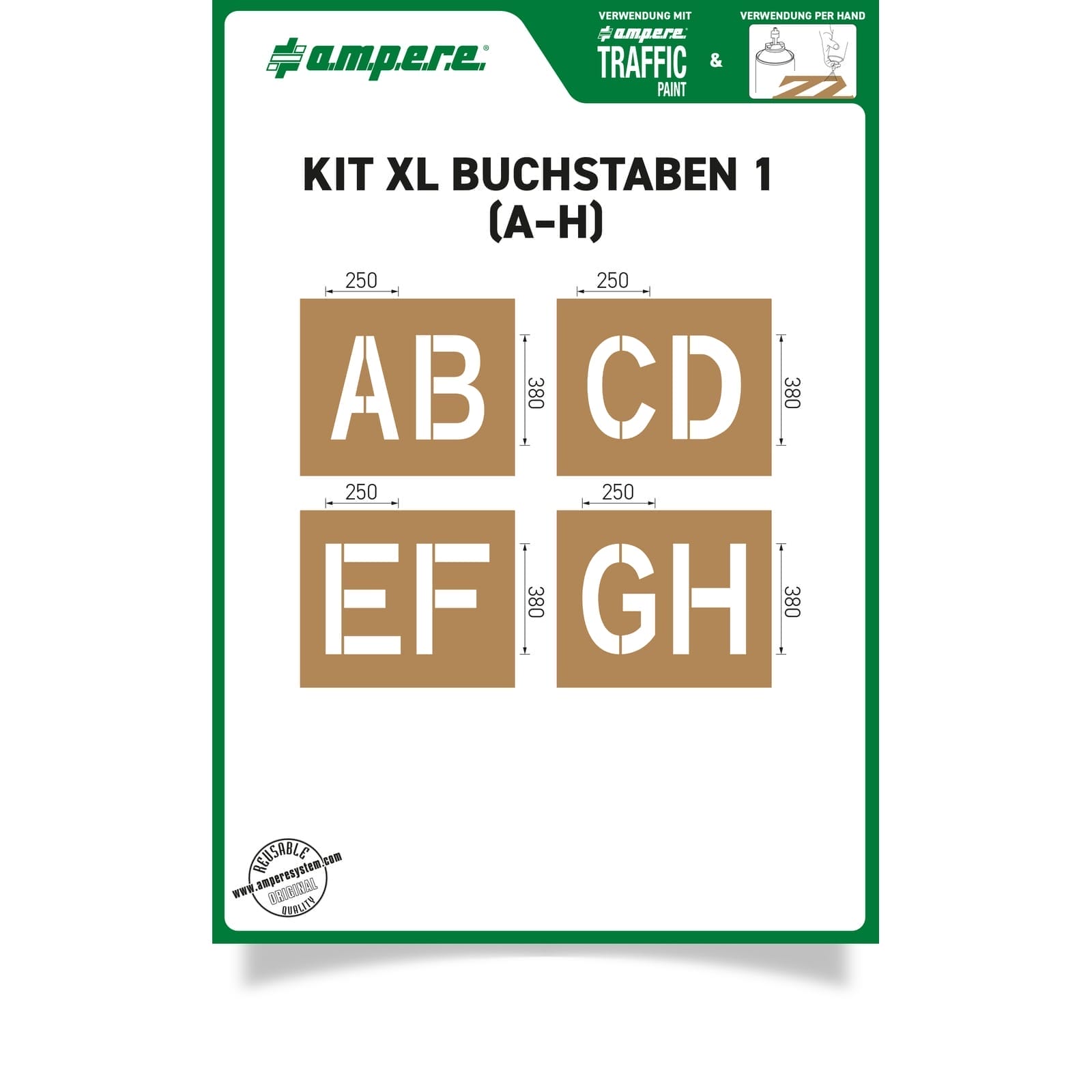 RMX Schablonen KIT XL Buchstaben A-H