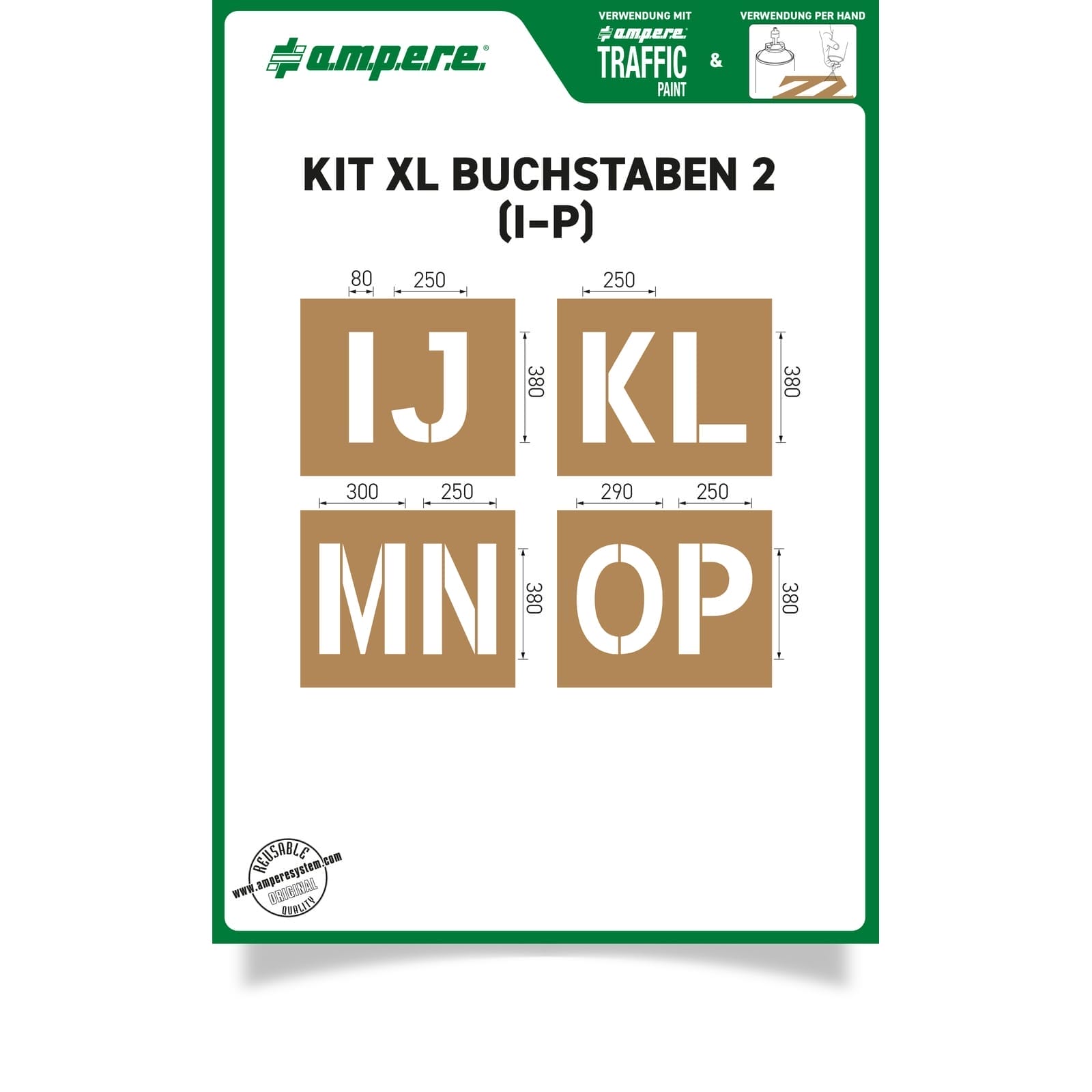 RMX Schablonen KIT XL Buchstaben I-P