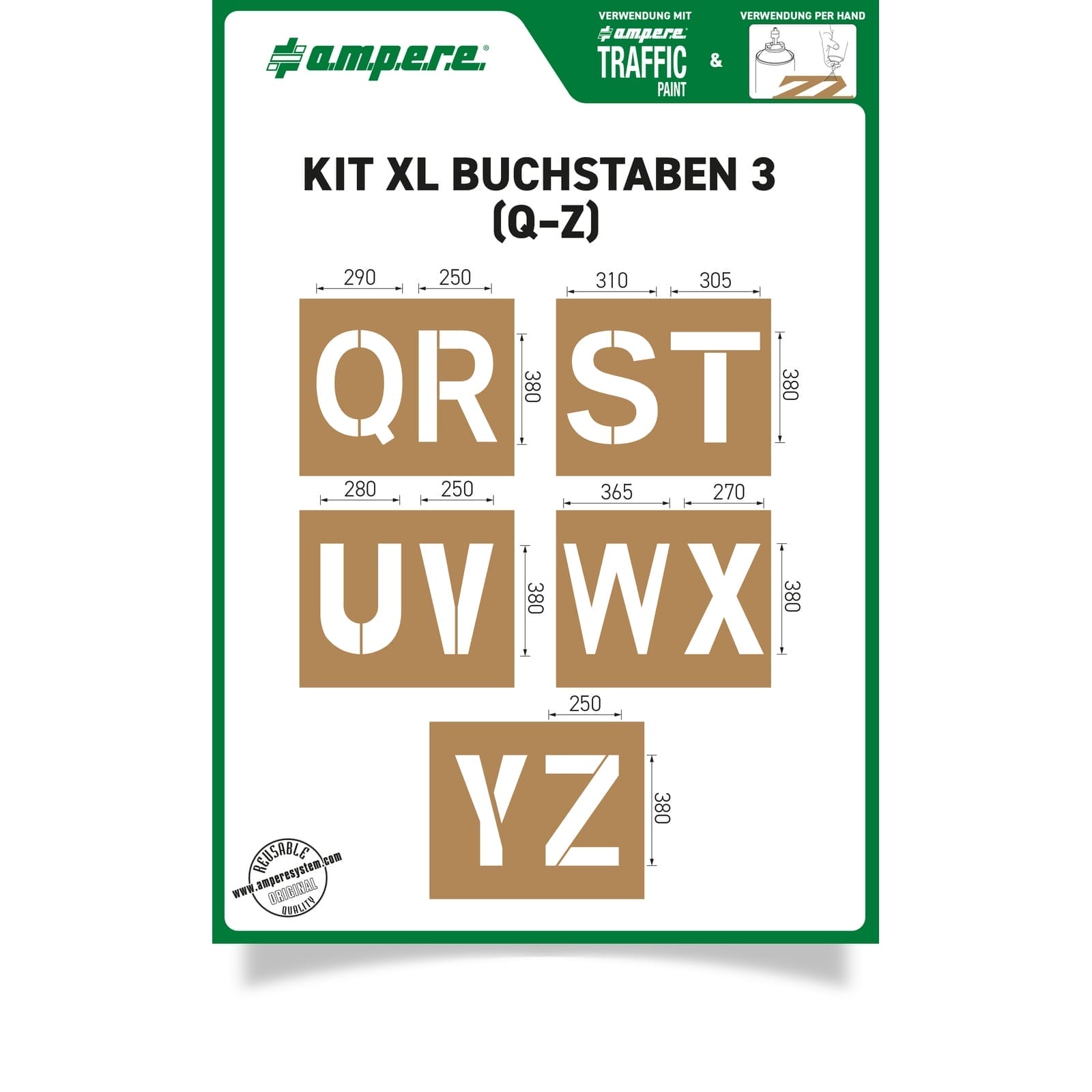 RMX Schablonen KIT XL Buchstaben Q-Z