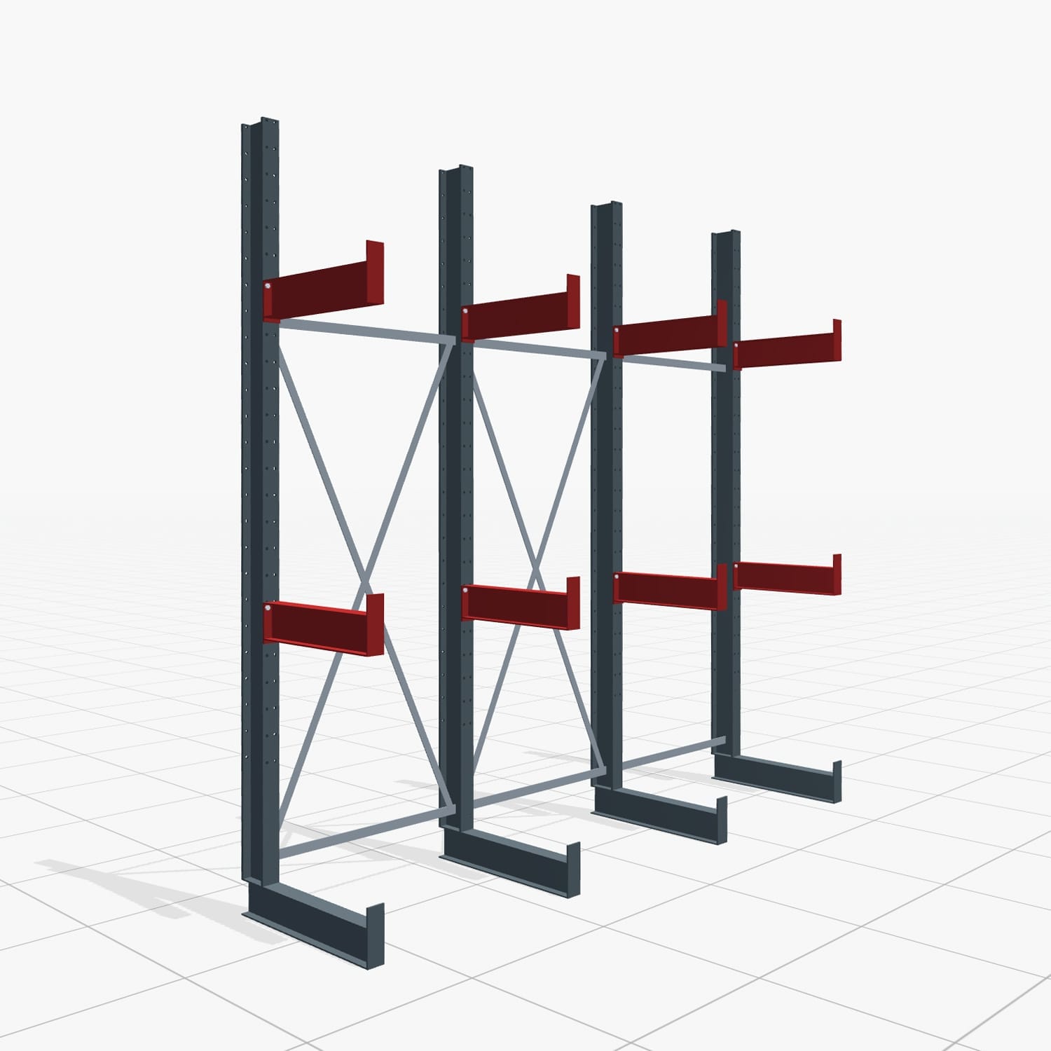 Kragarmregale Handbedient KHX 3000, H: 3.000 mm, B: 3.067 mm mm, Armlänge: 1.840 kg, Einseitige Nutzung