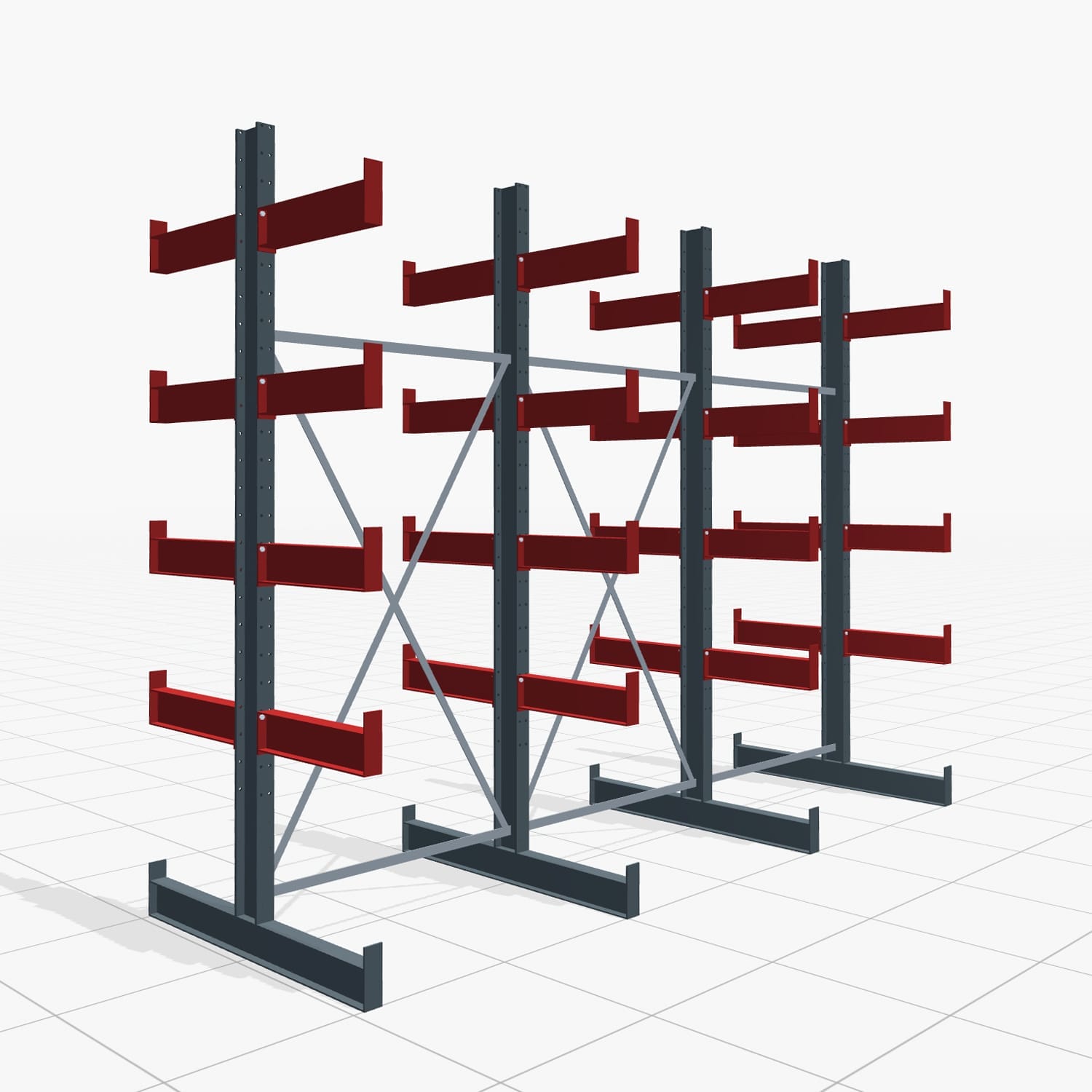 Kragarmregale Handbedient KHX 3000, H: 3.000 mm, B: 3.931 mm mm, Armlänge: 1.840 kg, Zweiseitige Nutzung