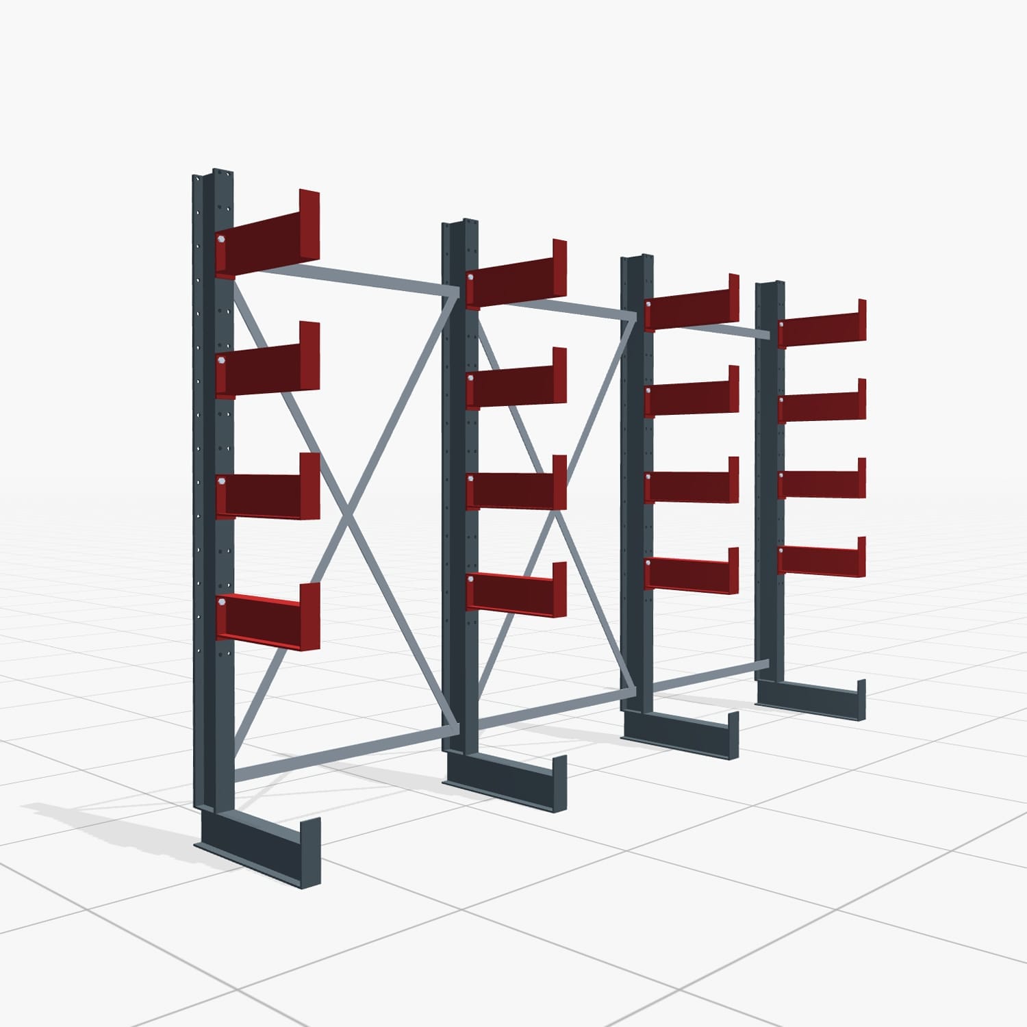 Kragarmregale Handbedient KHX 3000, H: 2.000 mm, B: 3.067 mm mm, Armlänge: 2.680 kg, Einseitige Nutzung