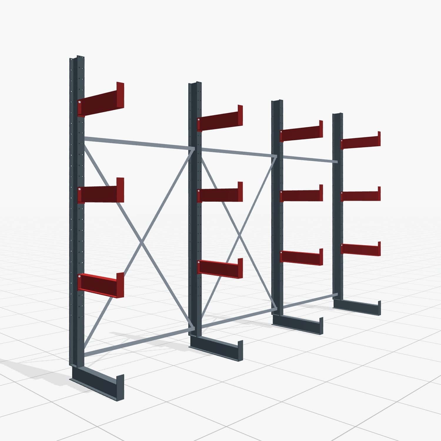 Kragarmregale Handbedient KHX 3000, H: 3.000 mm, B: 4.576 mm mm, Armlänge: 2.000 kg, Einseitige Nutzung