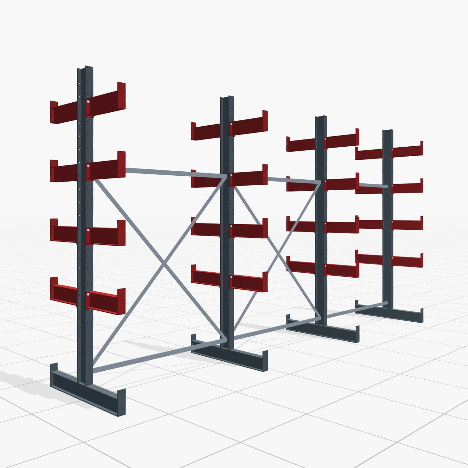 Kragarmregale Handbedient KHX 3000, H: 2.500 mm, B: 4.576 mm mm, Armlänge: 2.680 kg, Zweiseitige Nutzung
