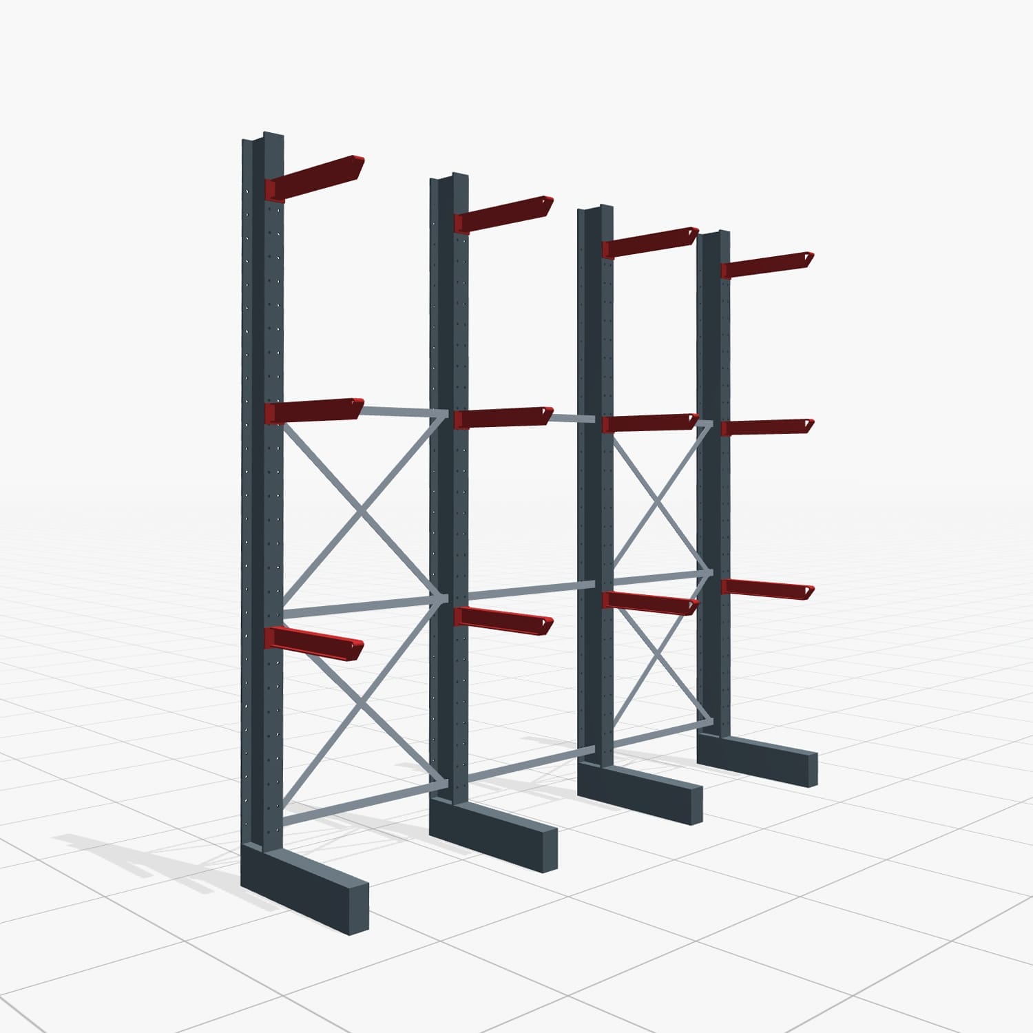 Kragarmregale Staplerbedient KSX 2000, H: 3.000 mm, B: 3100 mm, Armlänge: 600 mm, Einseitige Nutzung