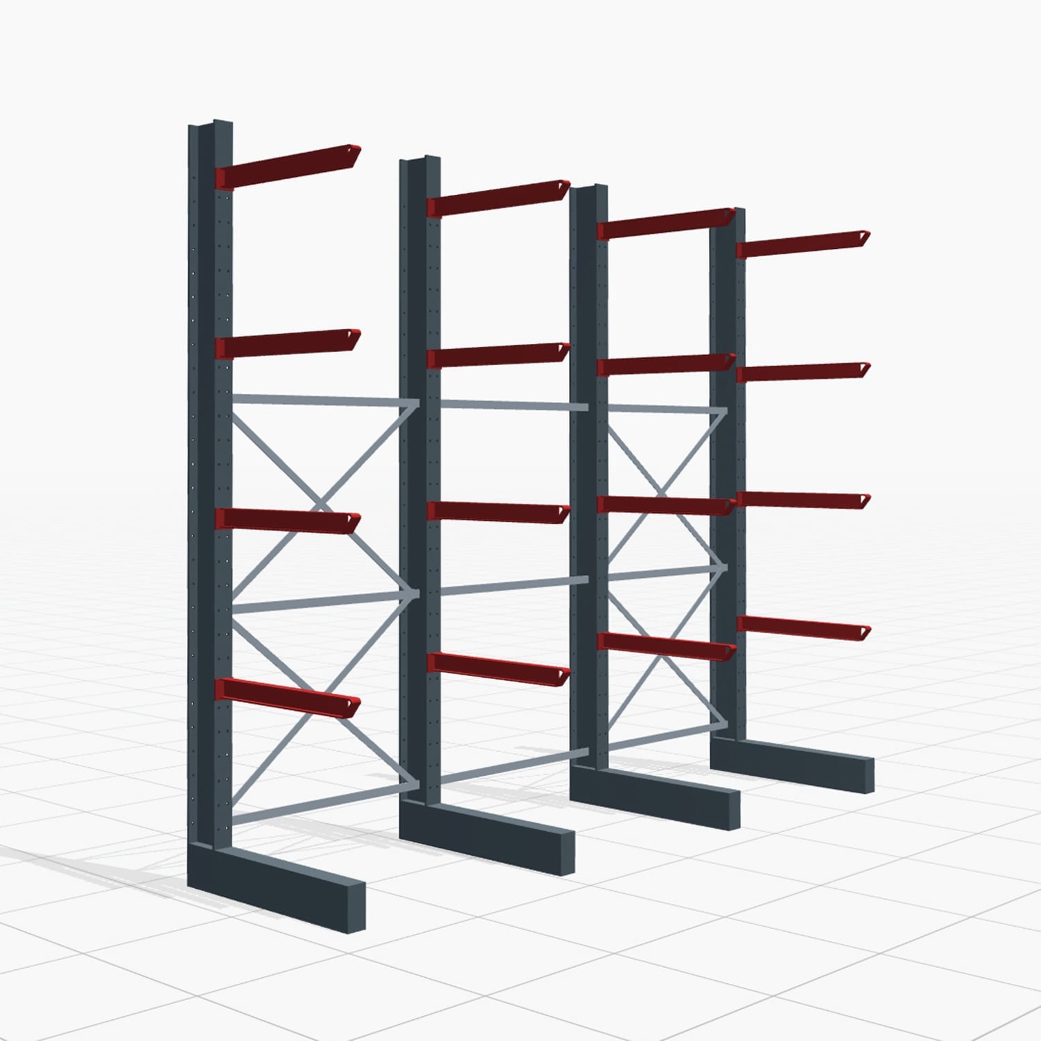 Kragarmregale Staplerbedient KSX 2000, H: 3.000 mm, B: 3700 mm, Armlänge: 800 mm, Einseitige Nutzung