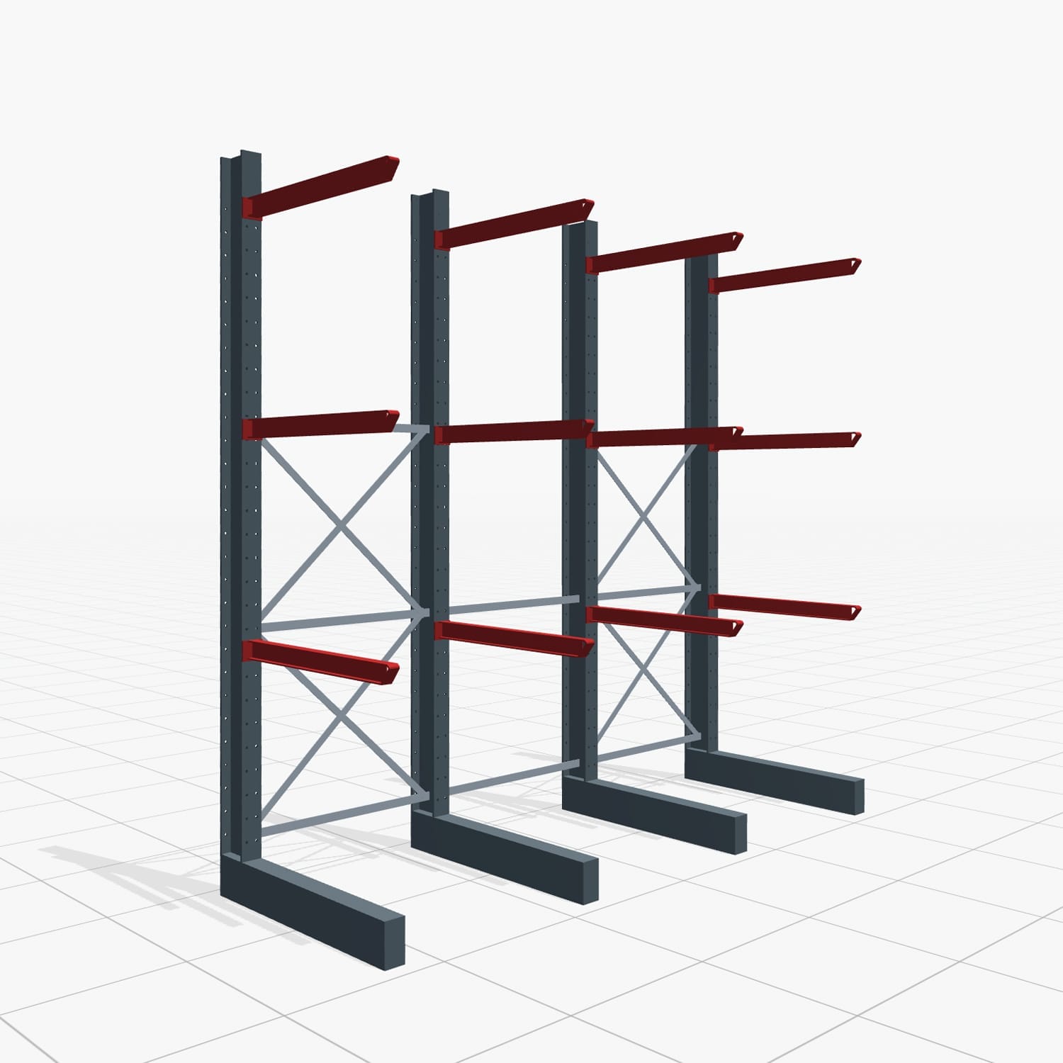 Kragarmregale Staplerbedient KSX 2000, H: 3.000 mm, B: 3100 mm, Armlänge: 1.000 mm, Einseitige Nutzung