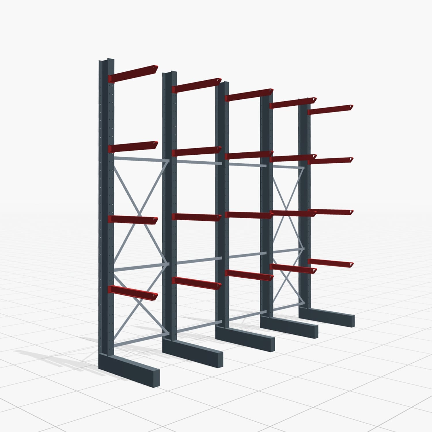 Kragarmregale Staplerbedient KSX 2000, H: 3.500 mm, B: 4110 mm, Armlänge: 800 mm, Einseitige Nutzung