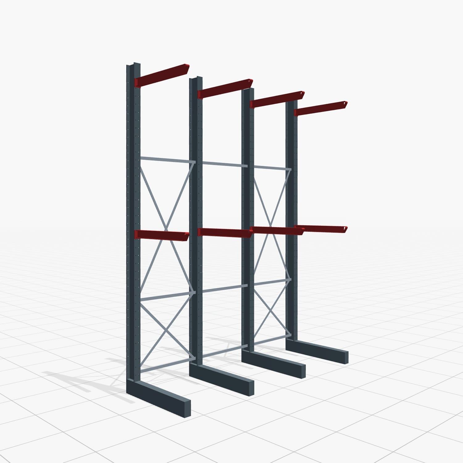 Kragarmregale Staplerbedient KSX 2000, H: 4.000 mm, B: 3100 mm, Armlänge: 1.000 mm, Einseitige Nutzung