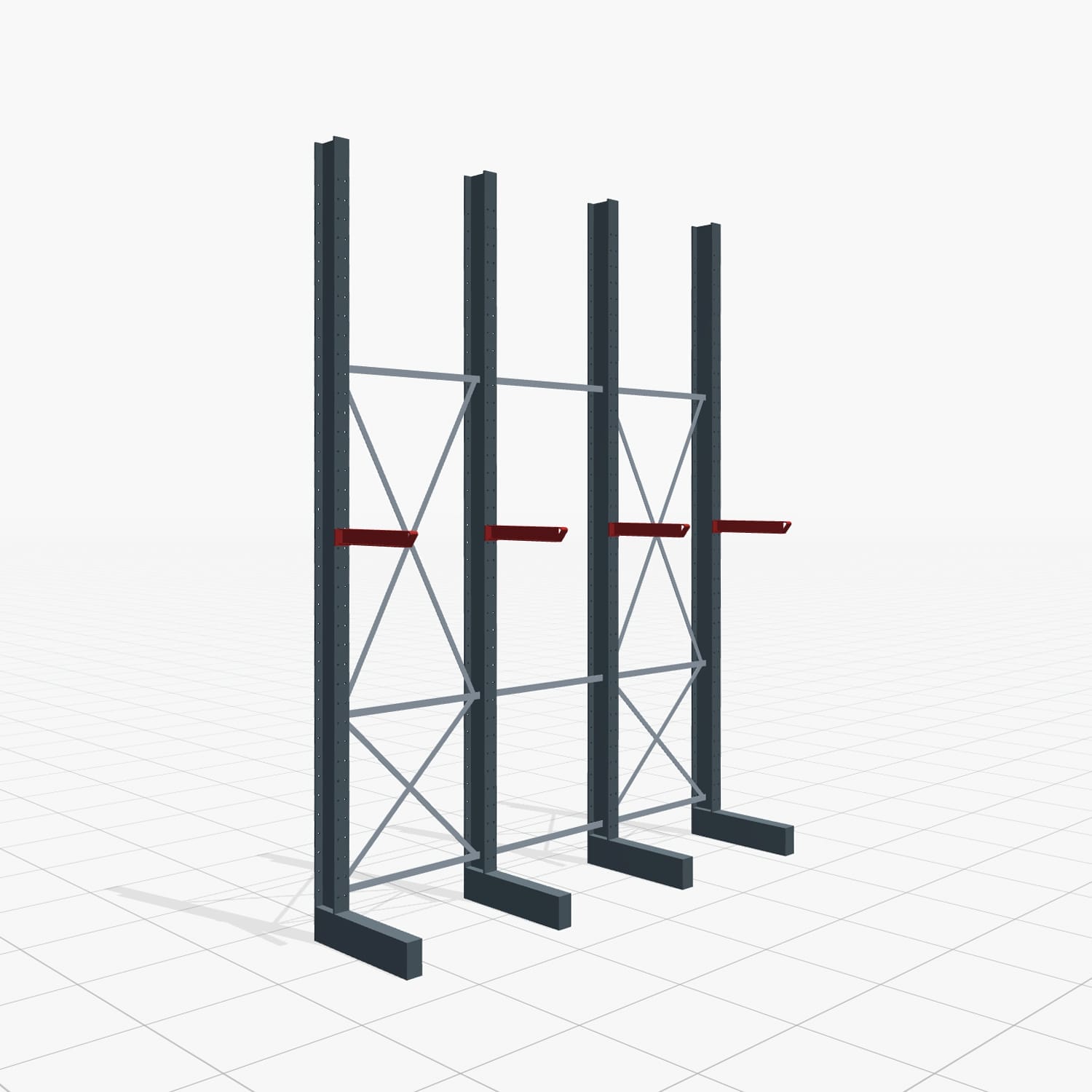 Kragarmregale Staplerbedient KSX 2000, H: 4.000 mm, B: 3100 mm, Armlänge: 600 mm, Einseitige Nutzung