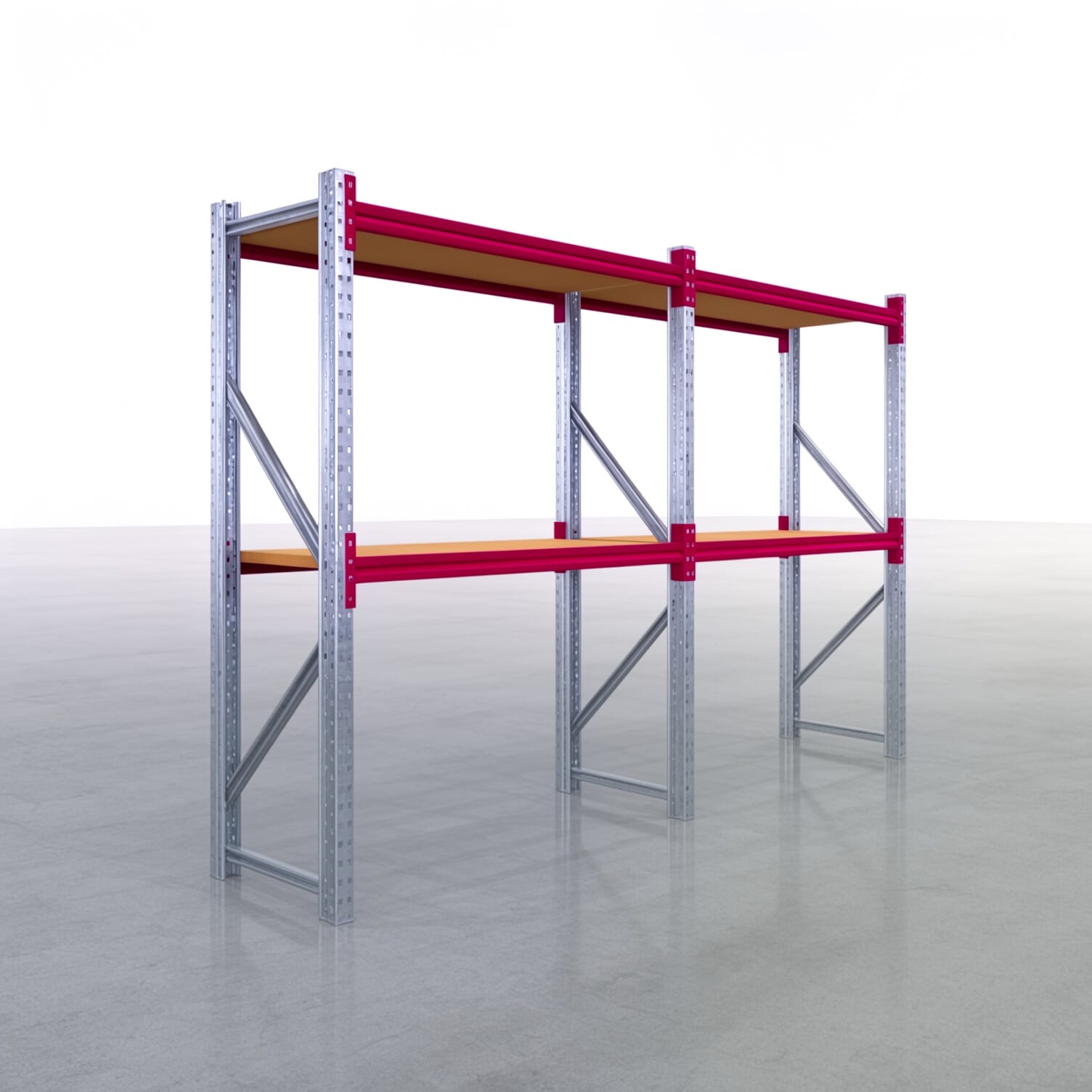 Weitspannregale WSX 5000, H: 2.000 mm, B: 3.187 mm mm, T: 600 mm, Ebenen: 3, Feldbreite: 1.500 mm, Auflage: Spanplatte