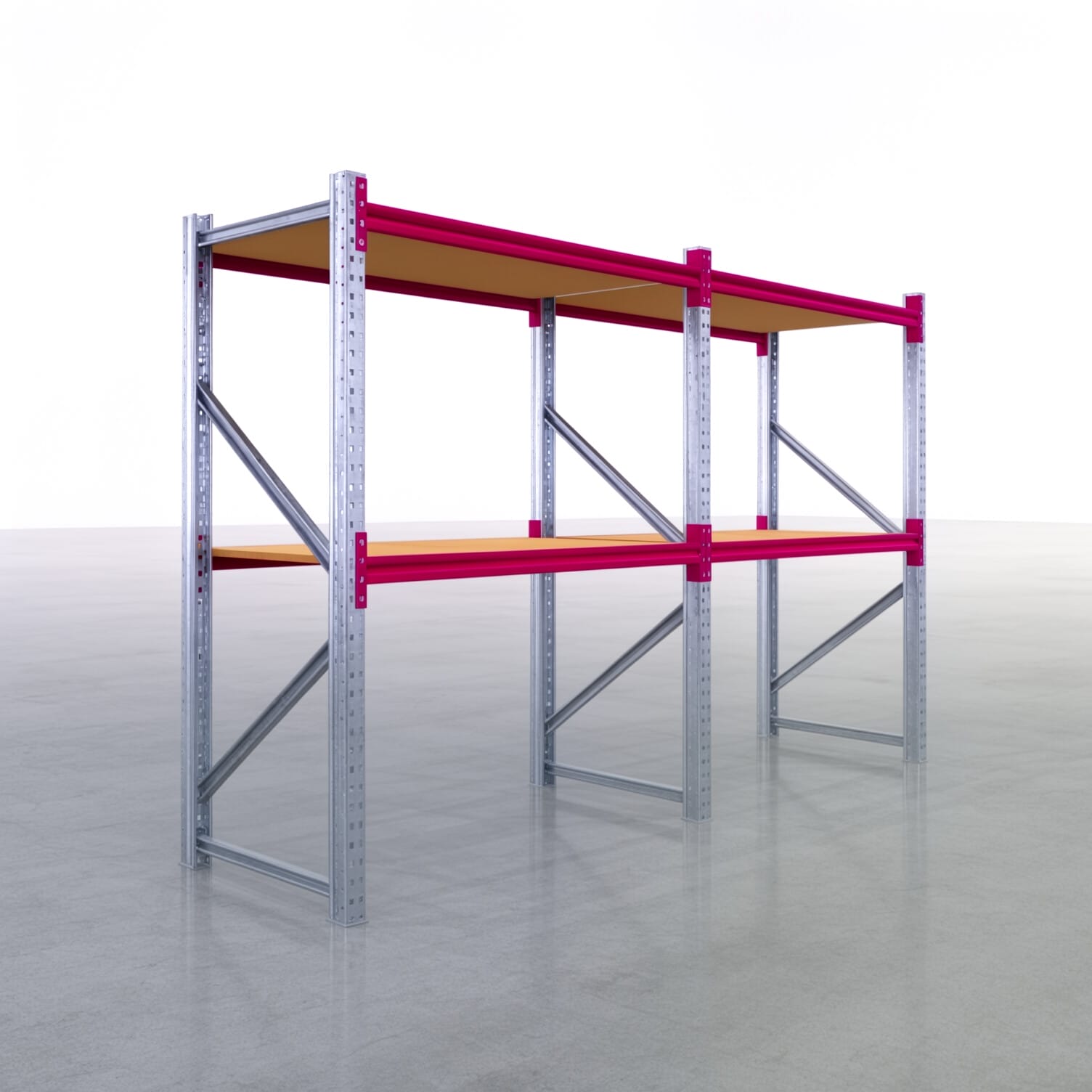 Weitspannregale WSX 5000, H: 2.000 mm, B: 3.187 mm mm, T: 800 mm, Ebenen: 3, Feldbreite: 1.500 mm, Auflage: Spanplatte