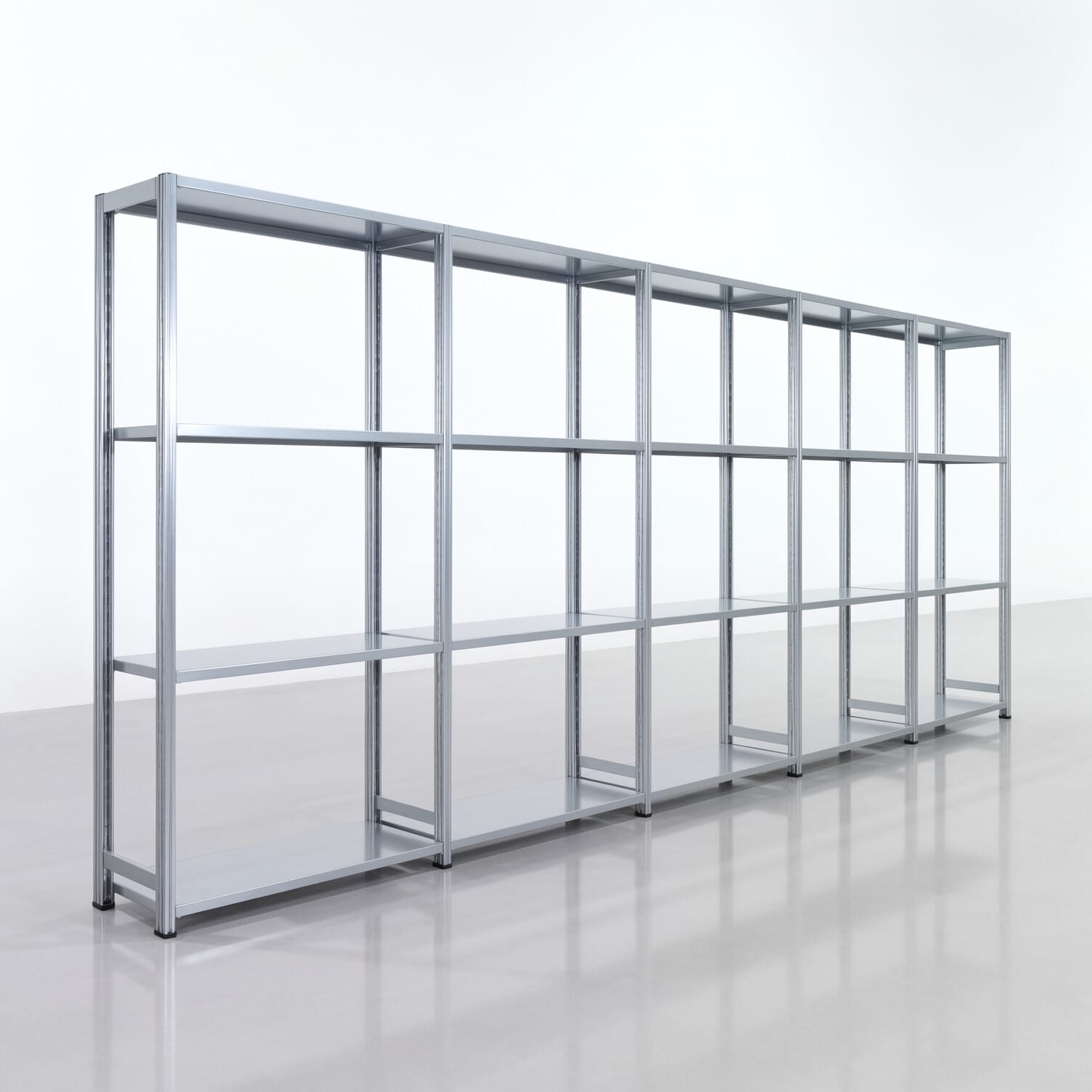 Fachbodenregal FBX 4000, H: 2.000 mm, B: 5.017 mm mm, T: 400 mm, Ebenen: 4