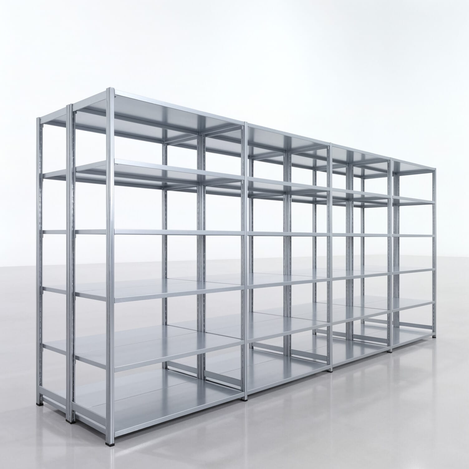 Fachbodenregal FBX 4000, H: 2.350 mm, B: 5.220 mm mm, T: 600 mm, Ebenen: 6