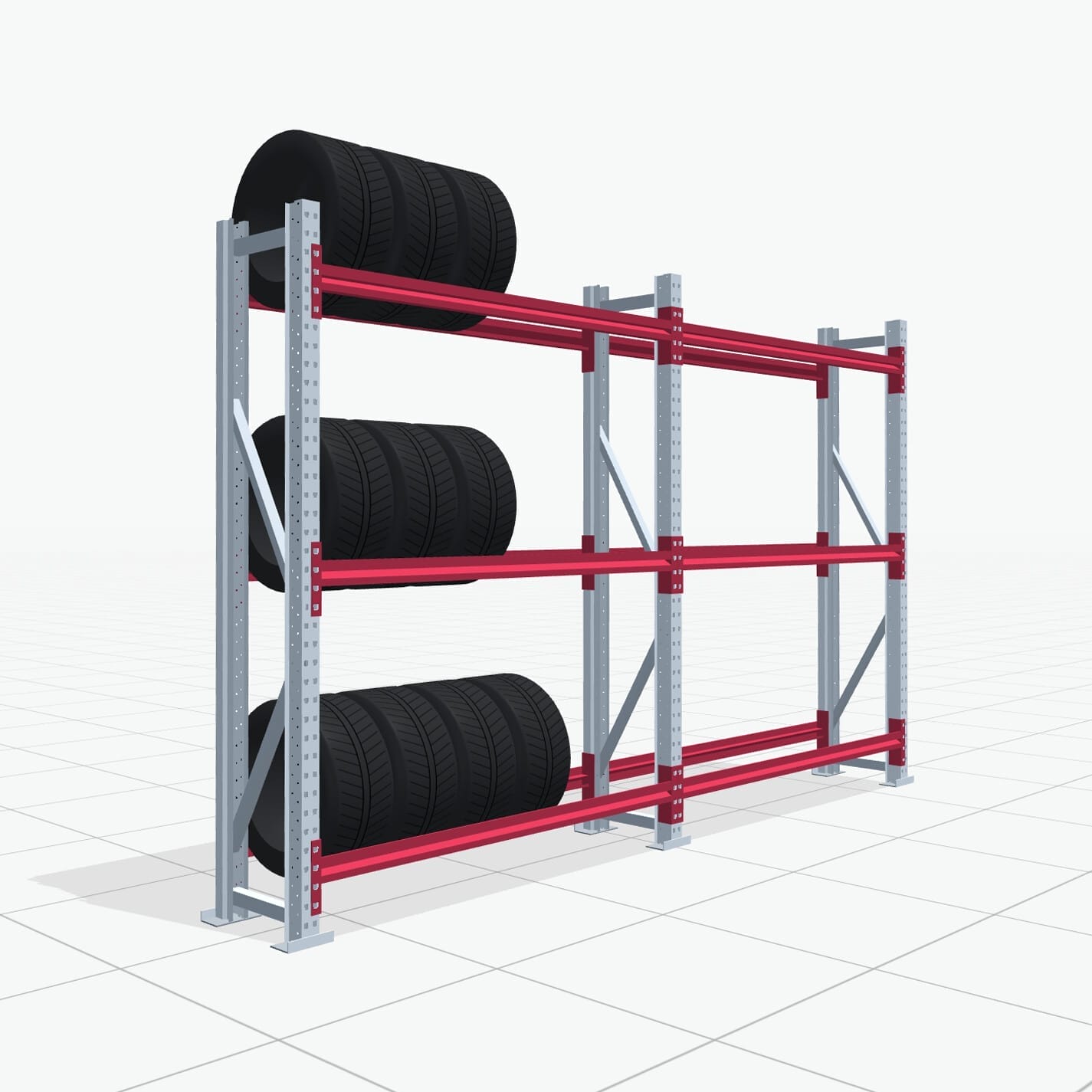 Reifenregale RSX 5000, H: 2.000 mm, B: 3.187 mm mm, T: 400 mm (13 - 15