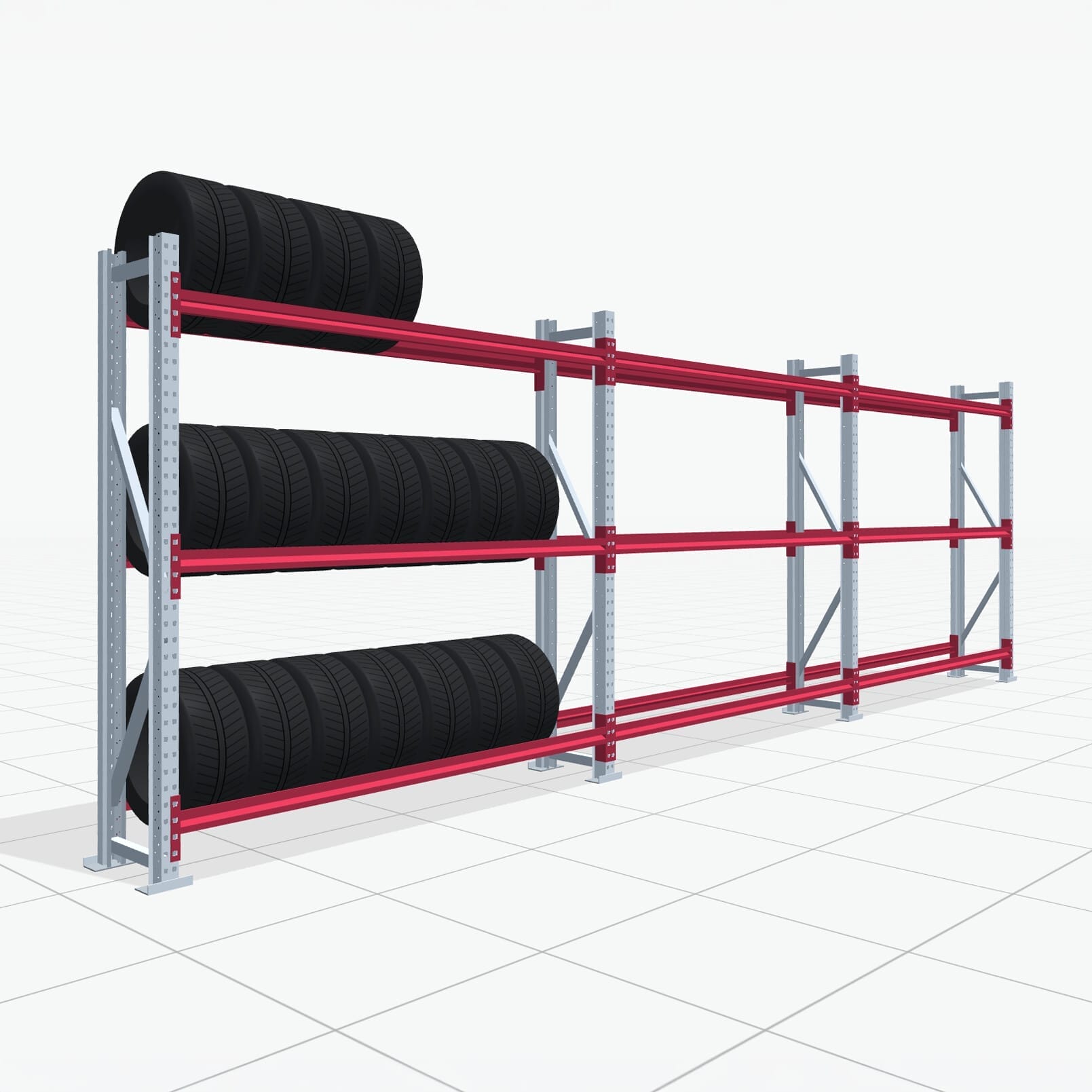 Reifenregale RSX 5000, H: 2.000 mm, B: 6.233 mm mm, T: 400 mm (13 - 15