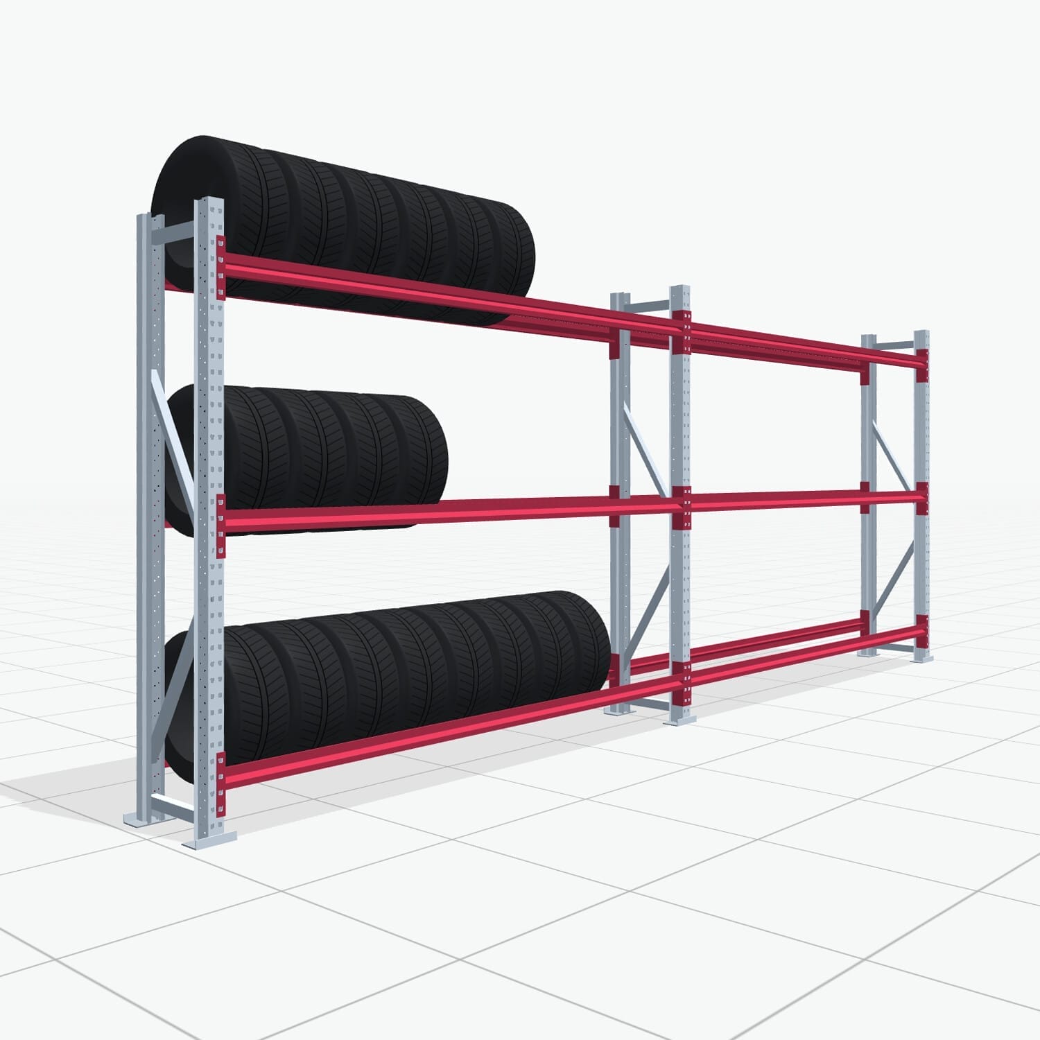 Reifenregale RSX 5000, H: 2.000 mm, B: 5.167 mm mm, T: 400 mm (13 - 15