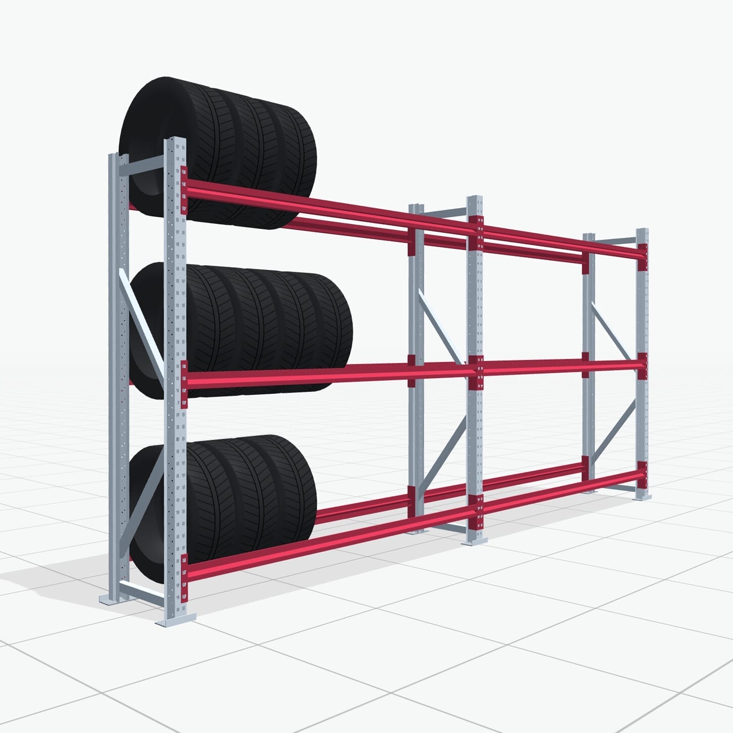 Reifenregale RSX 5000, H: 2.000 mm, B: 4.177 mm mm, T: 500 mm (16 - 18