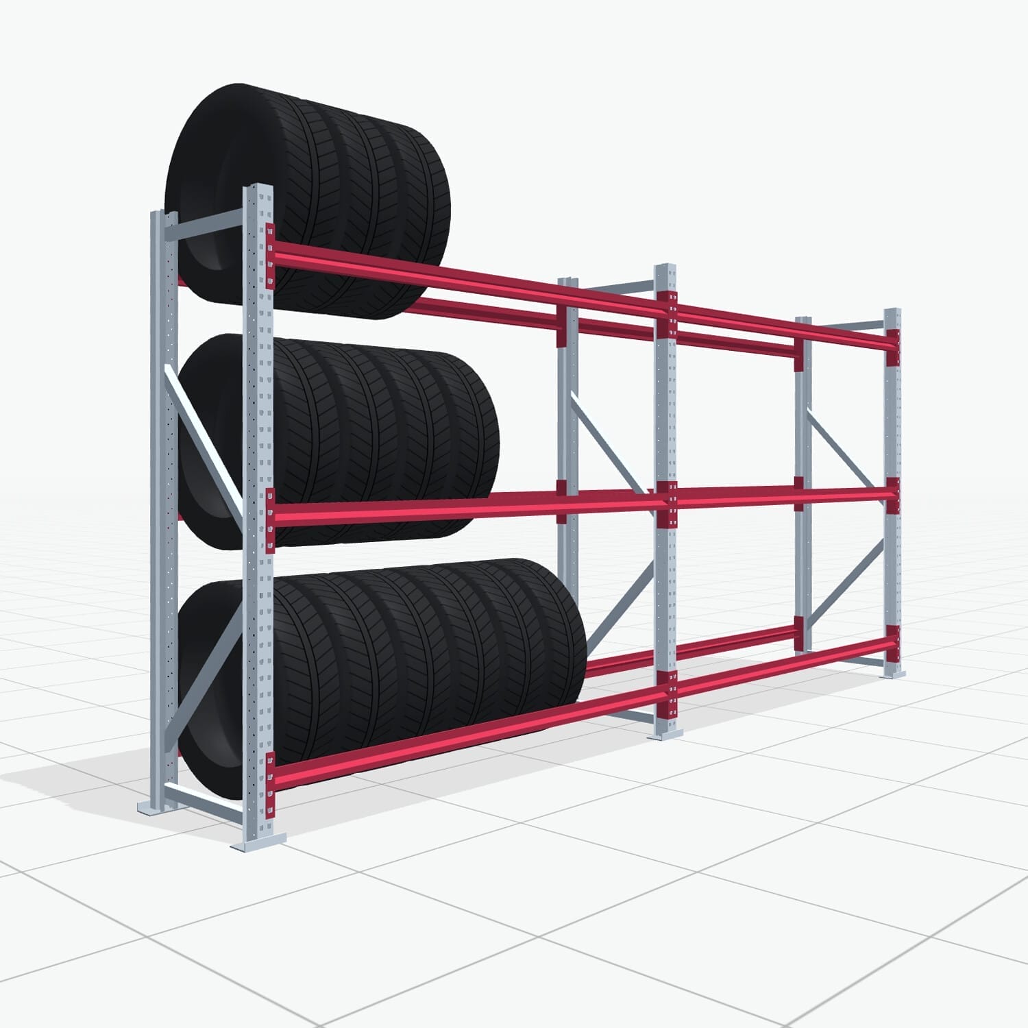 Reifenregale RSX 5000, H: 2.000 mm, B: 4.177 mm mm, T: 600 mm (19 - 21