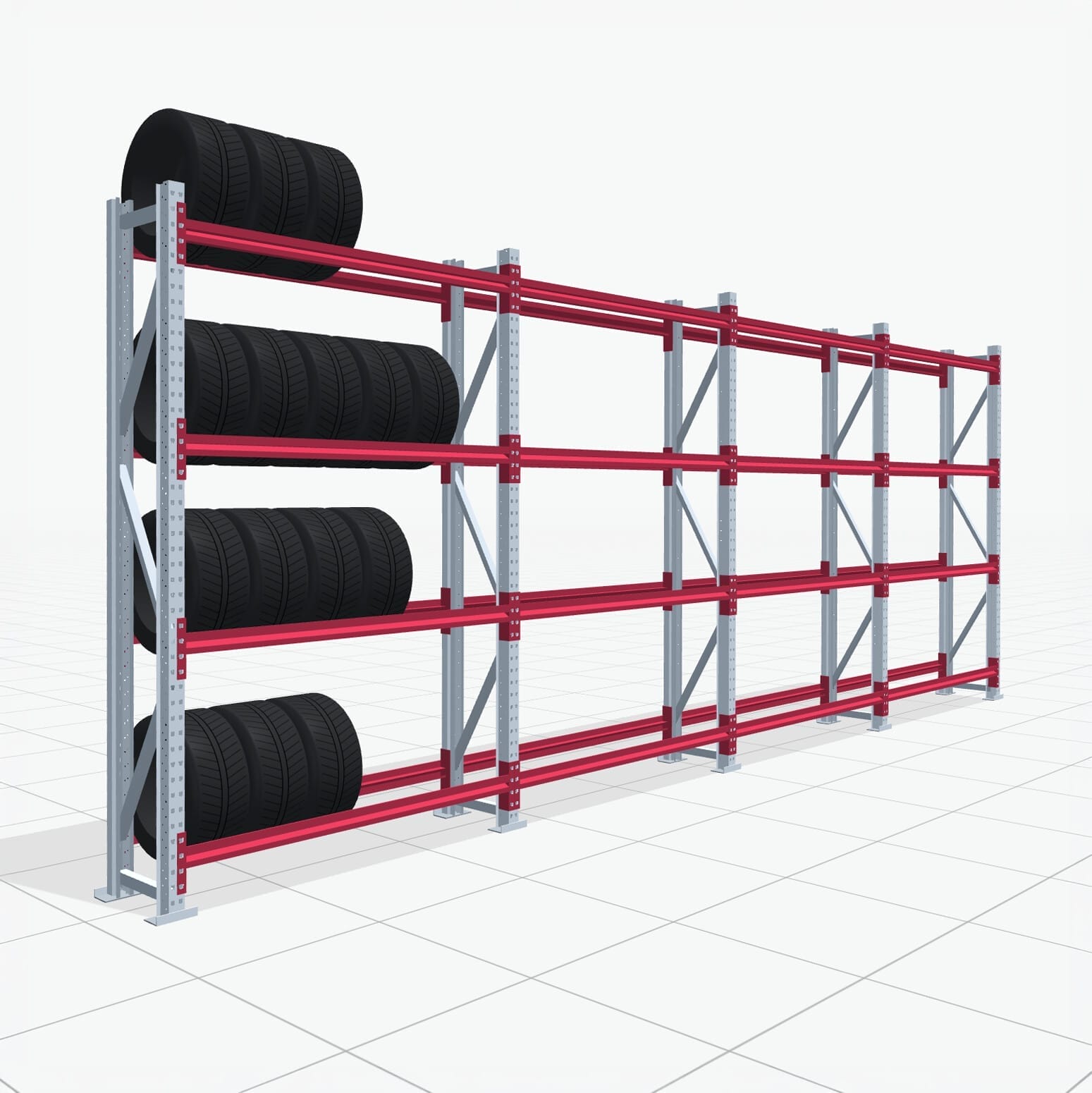 Reifenregale RSX 5000, H: 2.400 mm, B: 6.309 mm mm, T: 400 mm (13 - 15