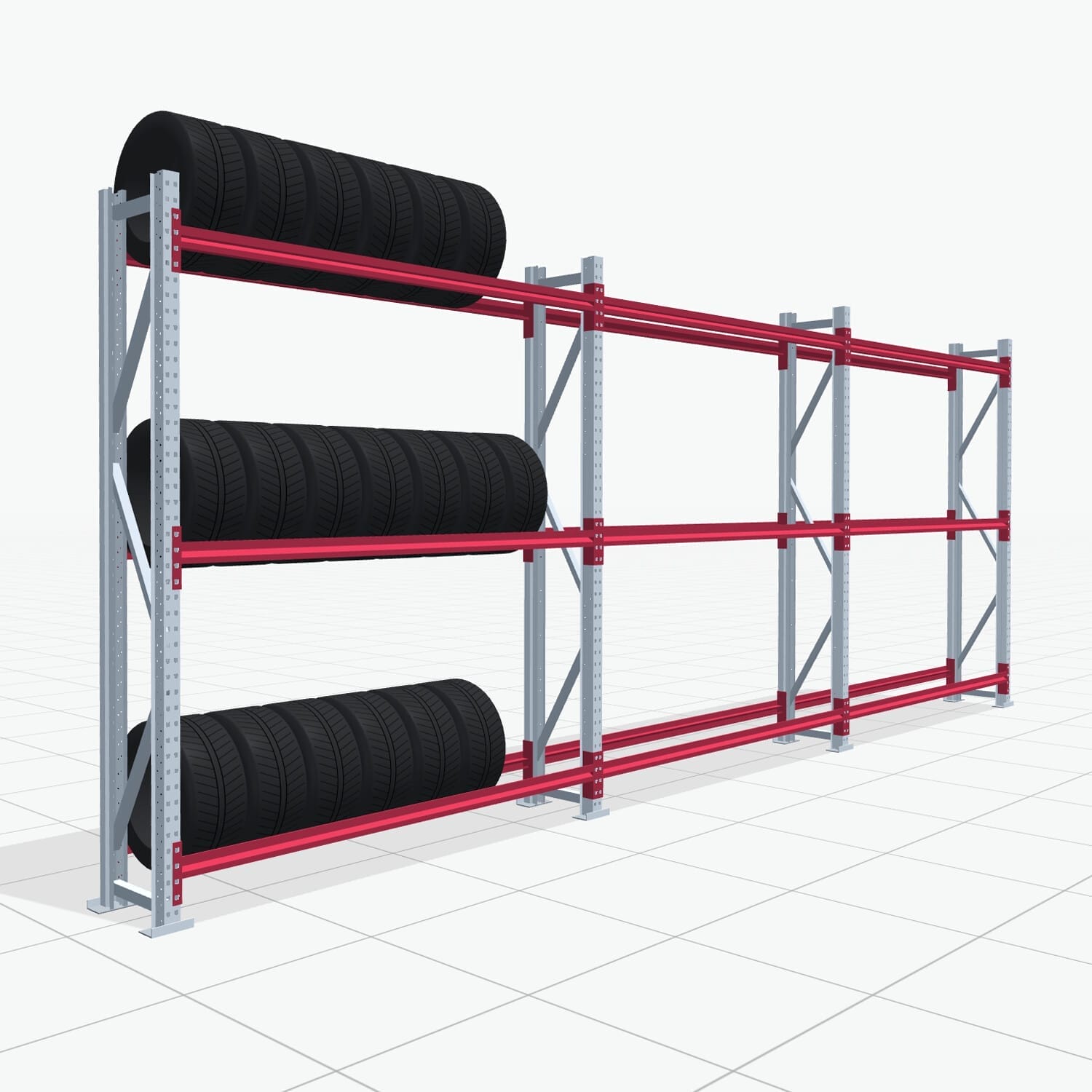 Reifenregale RSX 5000, H: 2.400 mm, B: 6.233 mm mm, T: 400 mm (13 - 15