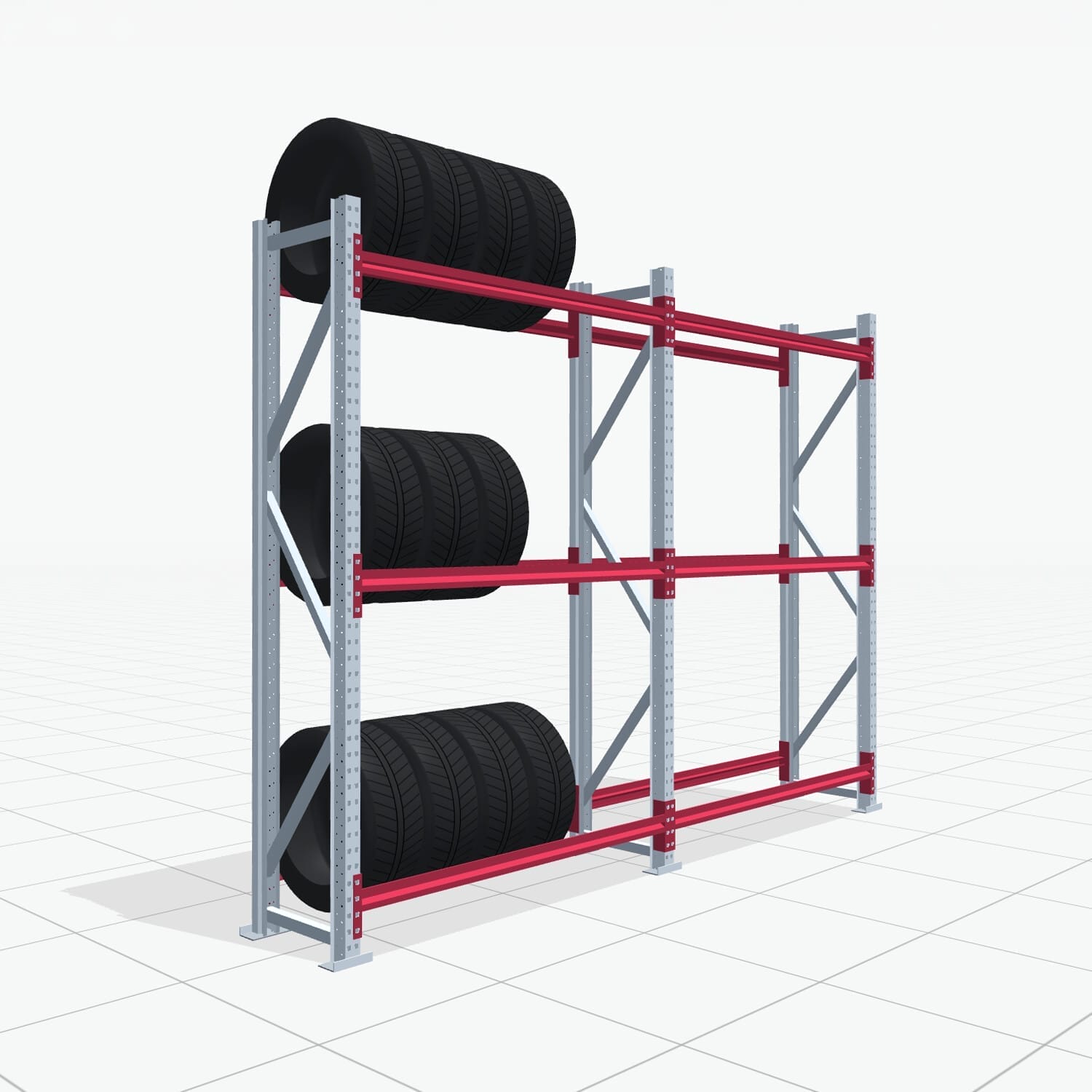 Reifenregale RSX 5000, H: 2.400 mm, B: 3.187 mm mm, T: 500 mm (16 - 18