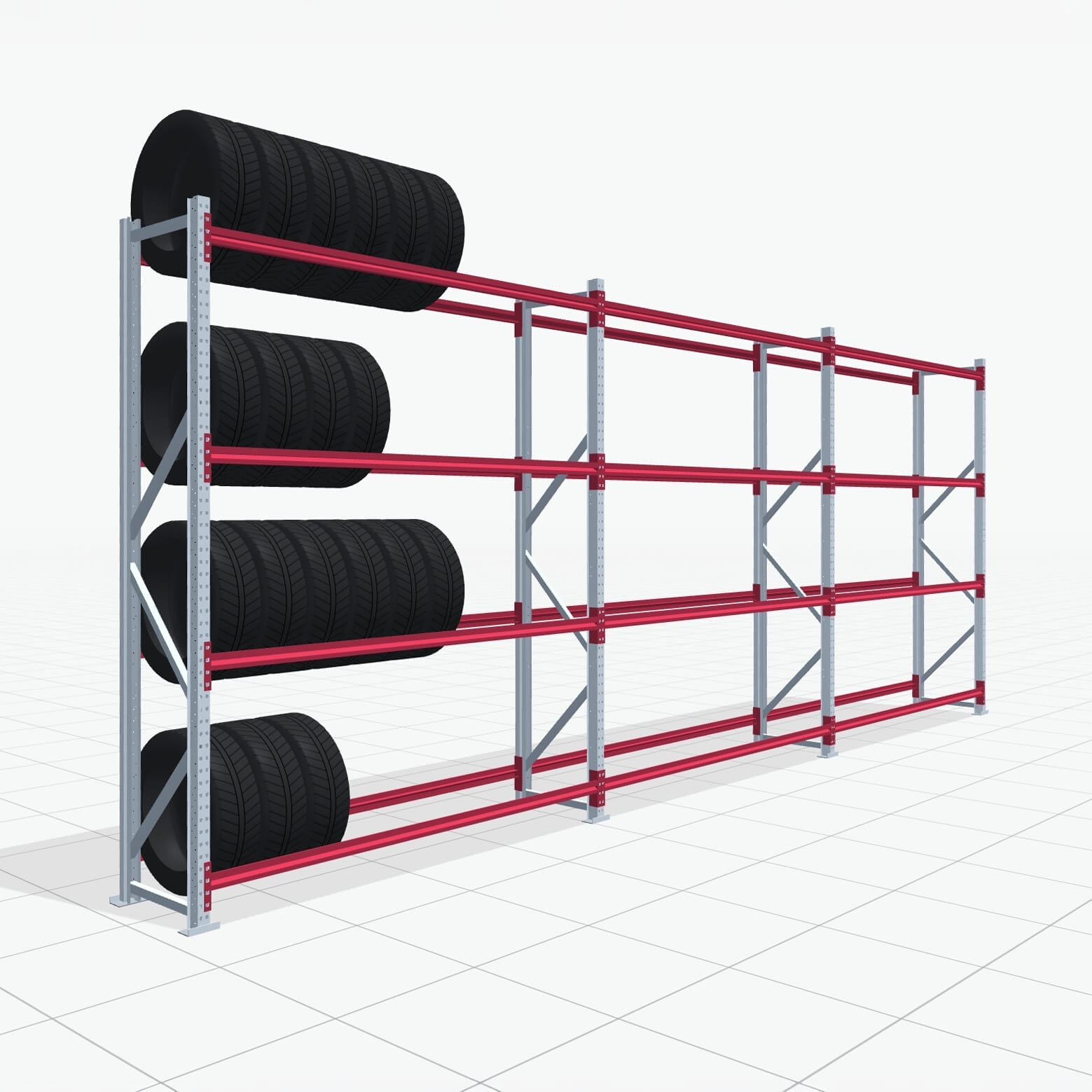 Reifenregale RSX 5000, H: 3.000 mm, B: 7.718 mm mm, T: 600 mm (19 - 21