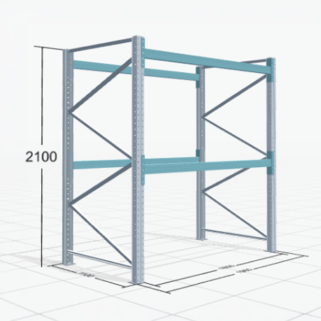 Palettenregal Basic PRB 1100, H: 2100 mm, B: 1.970 mm, Palettengewicht: 500 kg, Palettenplätze: 6