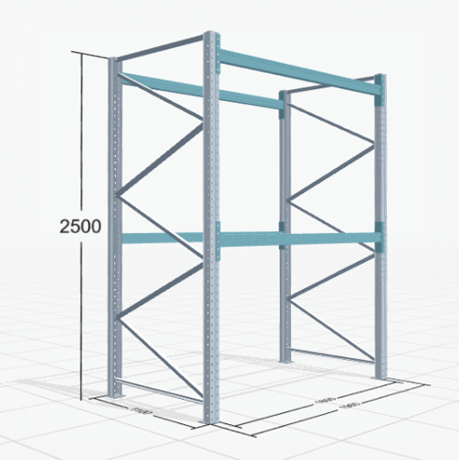 Palettenregal Basic PRB 1100, H: 2500 mm, B: 1.970 mm, Palettengewicht: 500 kg, Palettenplätze: 6
