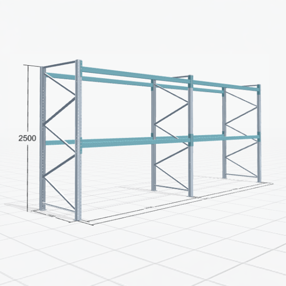 Palettenregal Basic PRB 1100, H: 2500 mm, B: 5.660 mm, Palettengewicht: 500 kg, Palettenplätze: 18