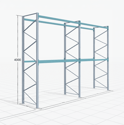 Palettenregal Basic PRB 1100, H: 4000 mm, B: 5.660 mm, Palettengewicht: 500 kg, Palettenplätze: 18